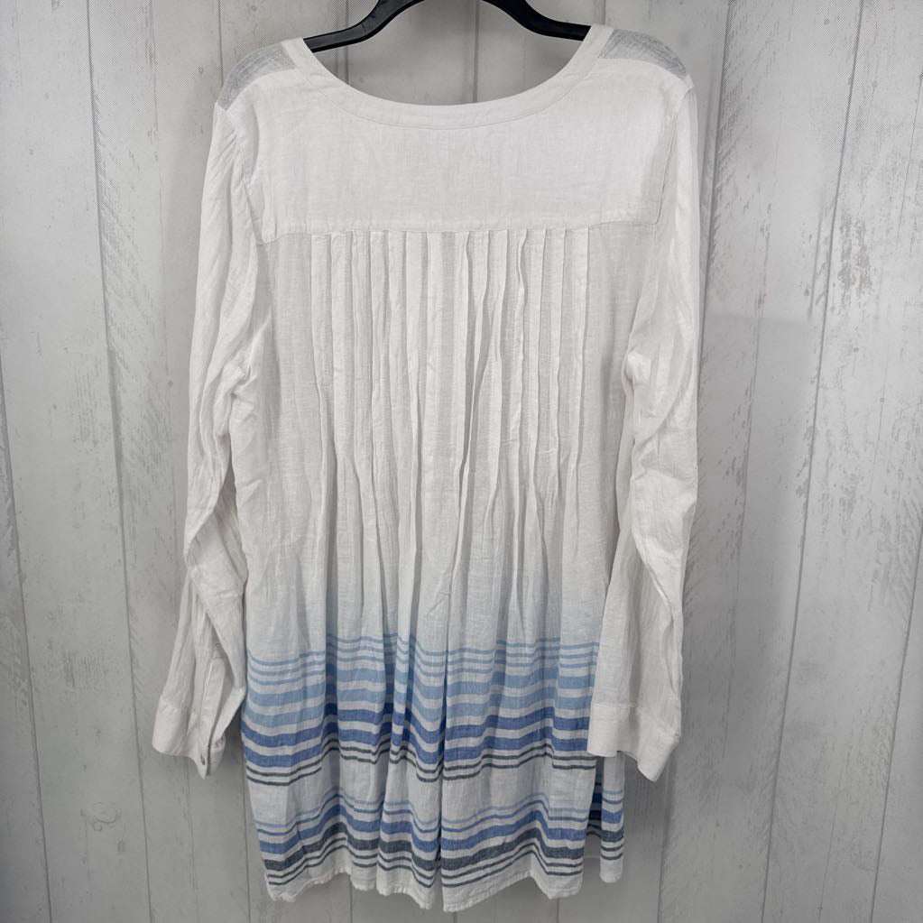 L linen blend button down l/s cover-up