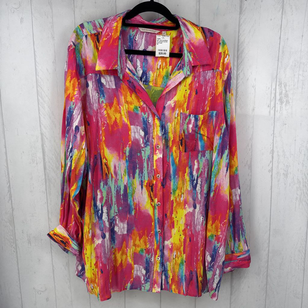 3X printed button down l/s top