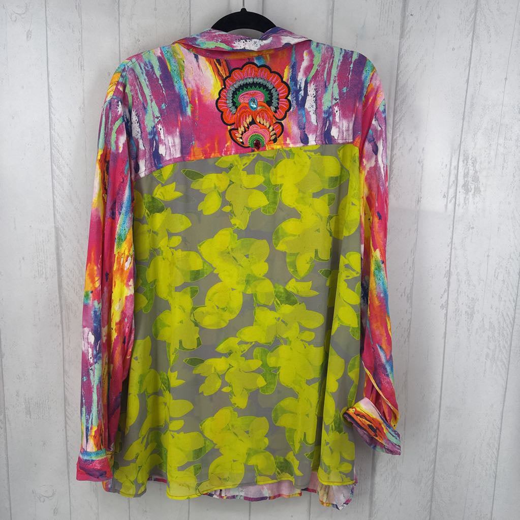 3X printed button down l/s top