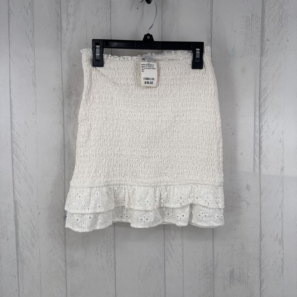XS smocked eyelet ruffle skirt