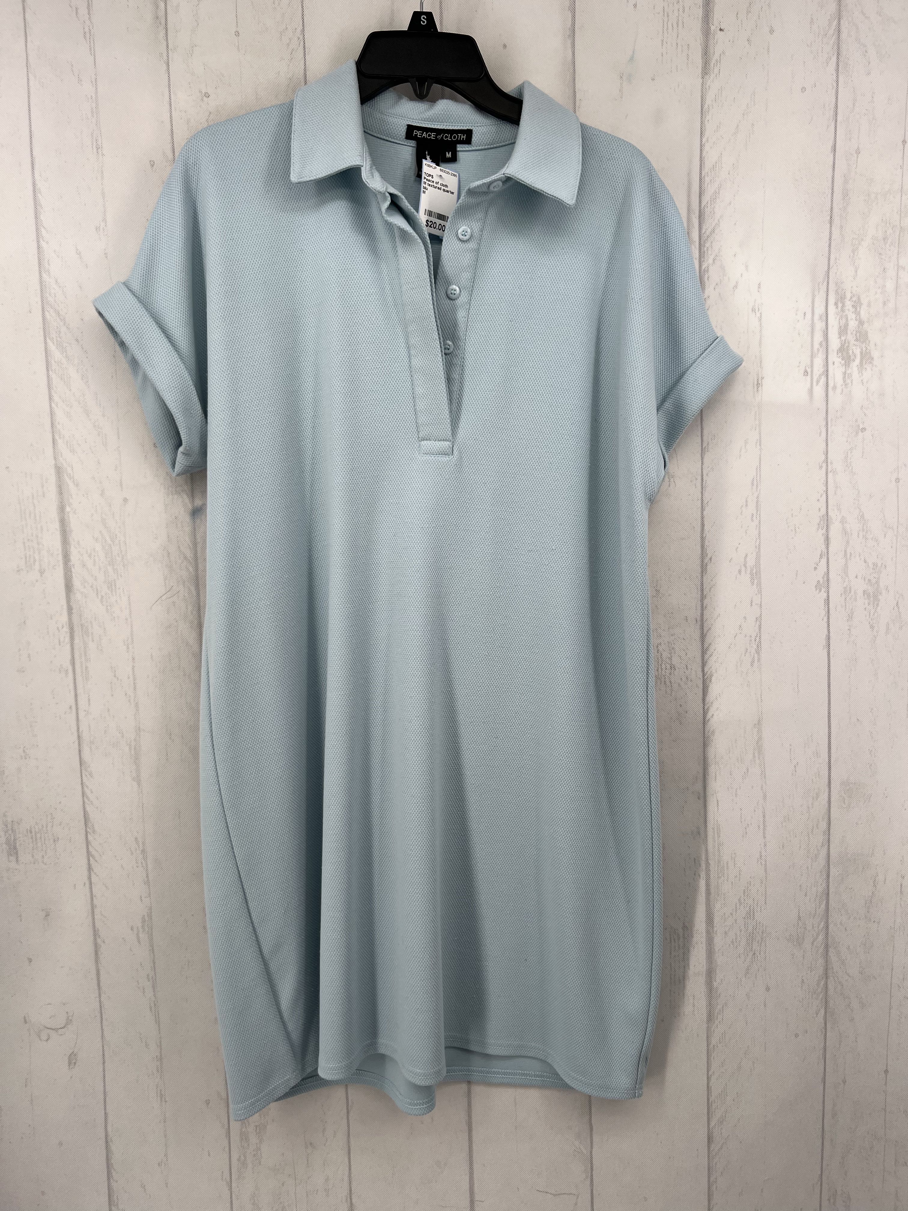 M textured quarter button down s/s top