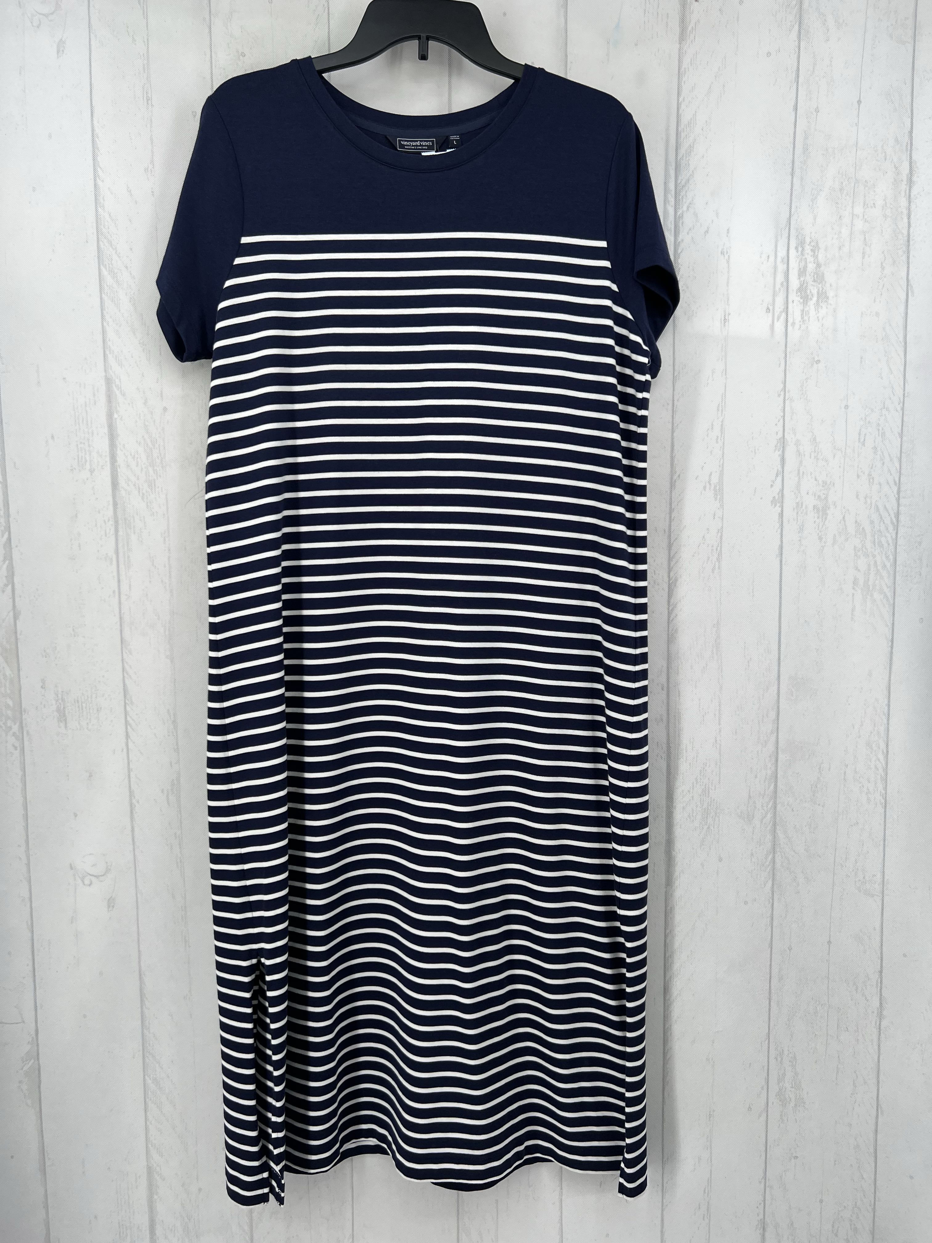 L crewneck striped s/s dress
