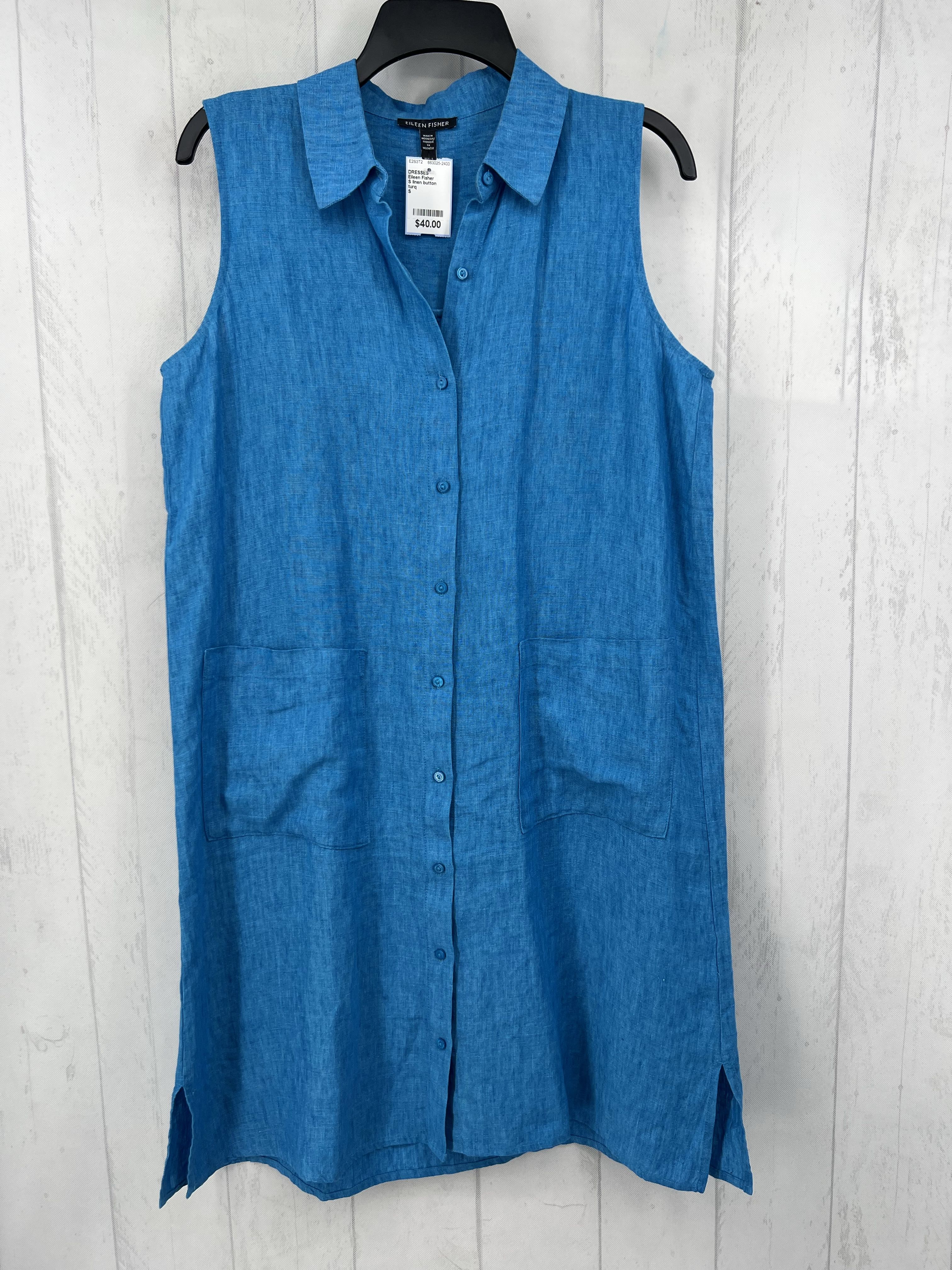 S linen button down slvls dress