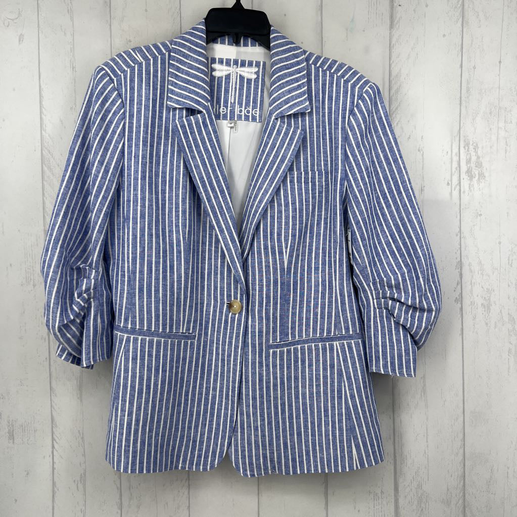 12 striped ruched slv blazer