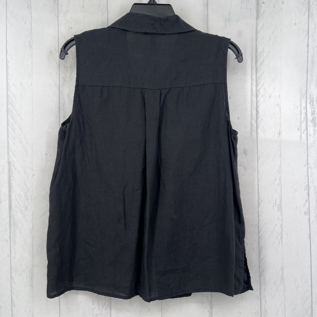 M linen button down slvls top