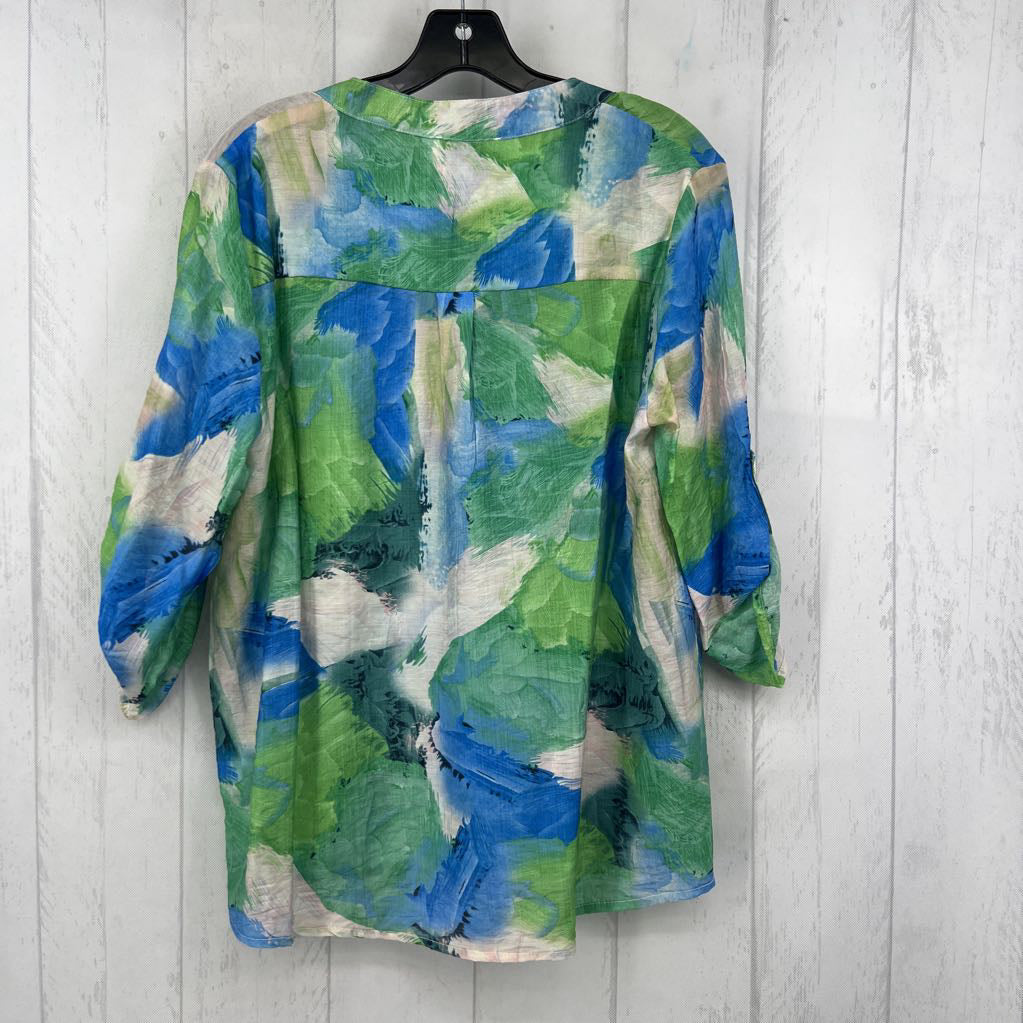 M printed 1/2 button down 3/4 slv top