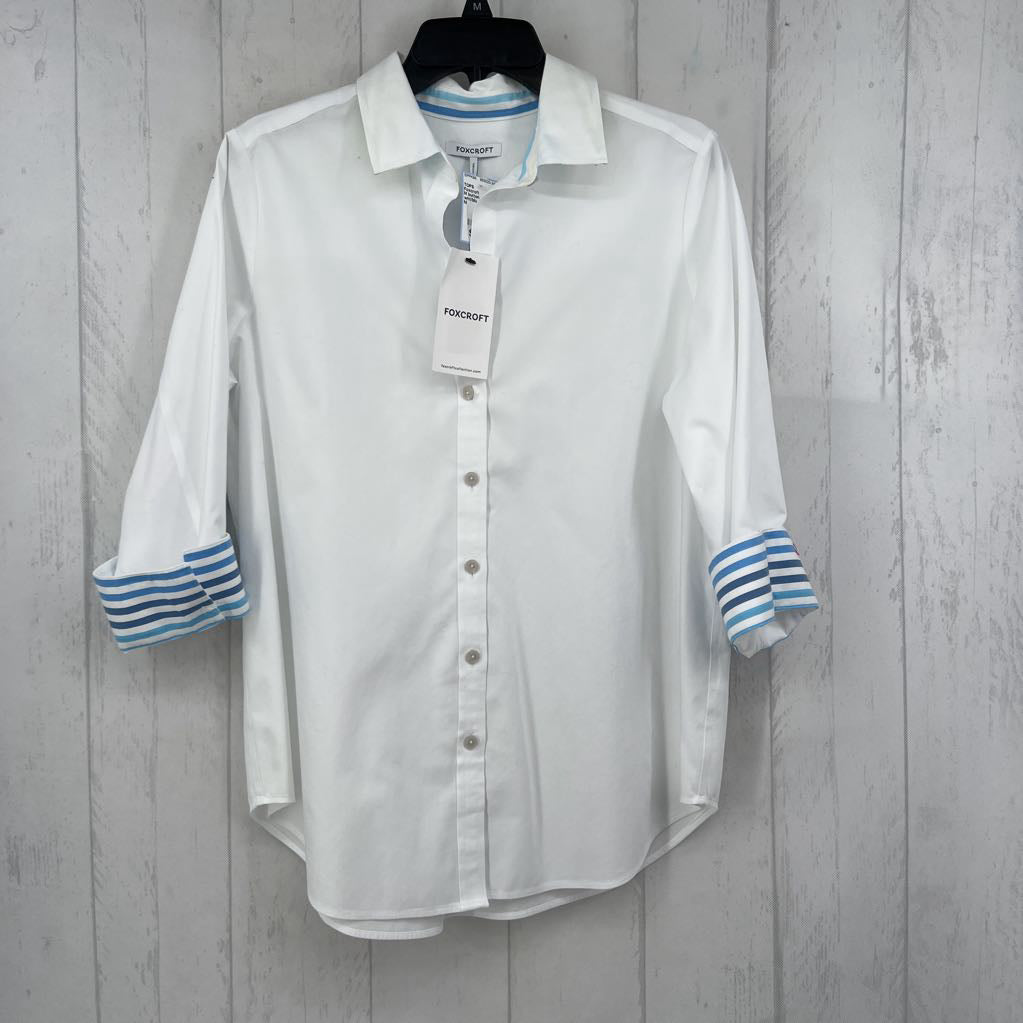 M button down cuffed 3/4 slv top