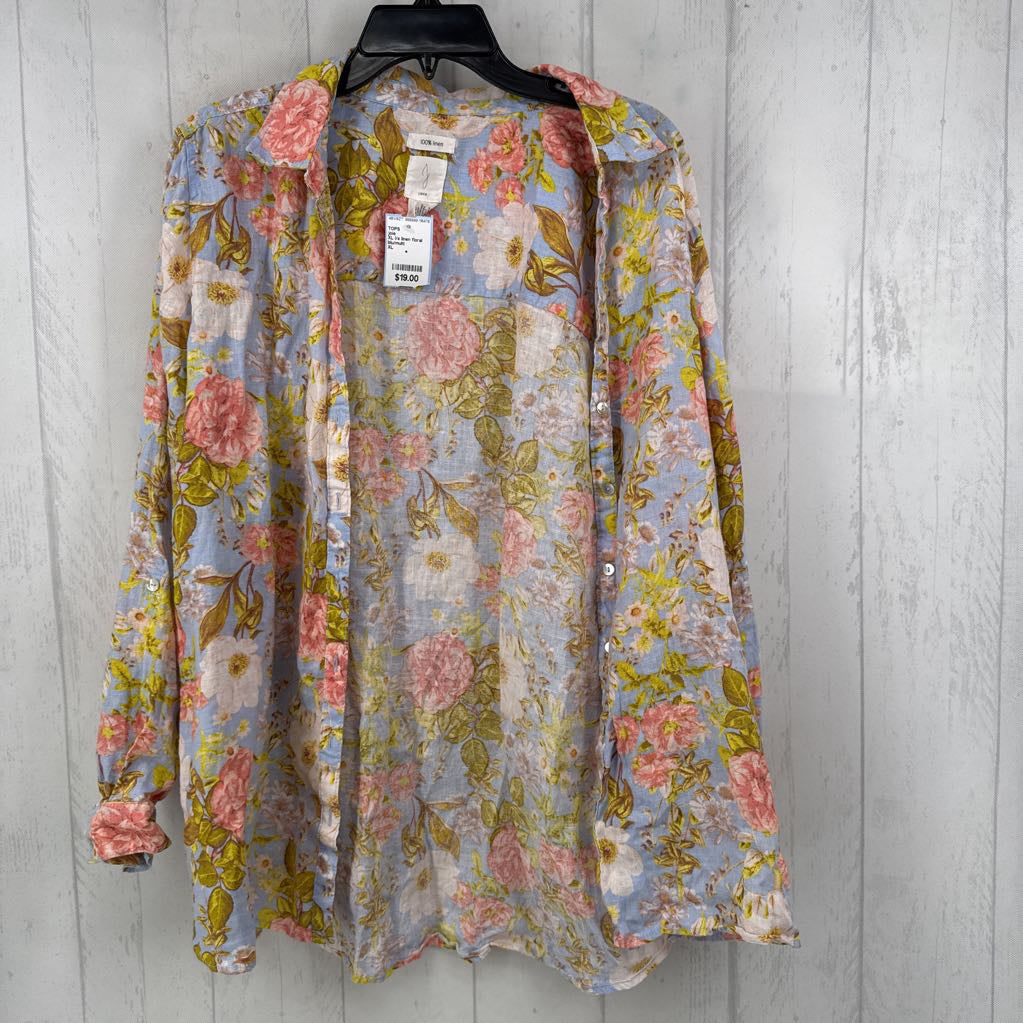 XL l/s linen floral button shirt