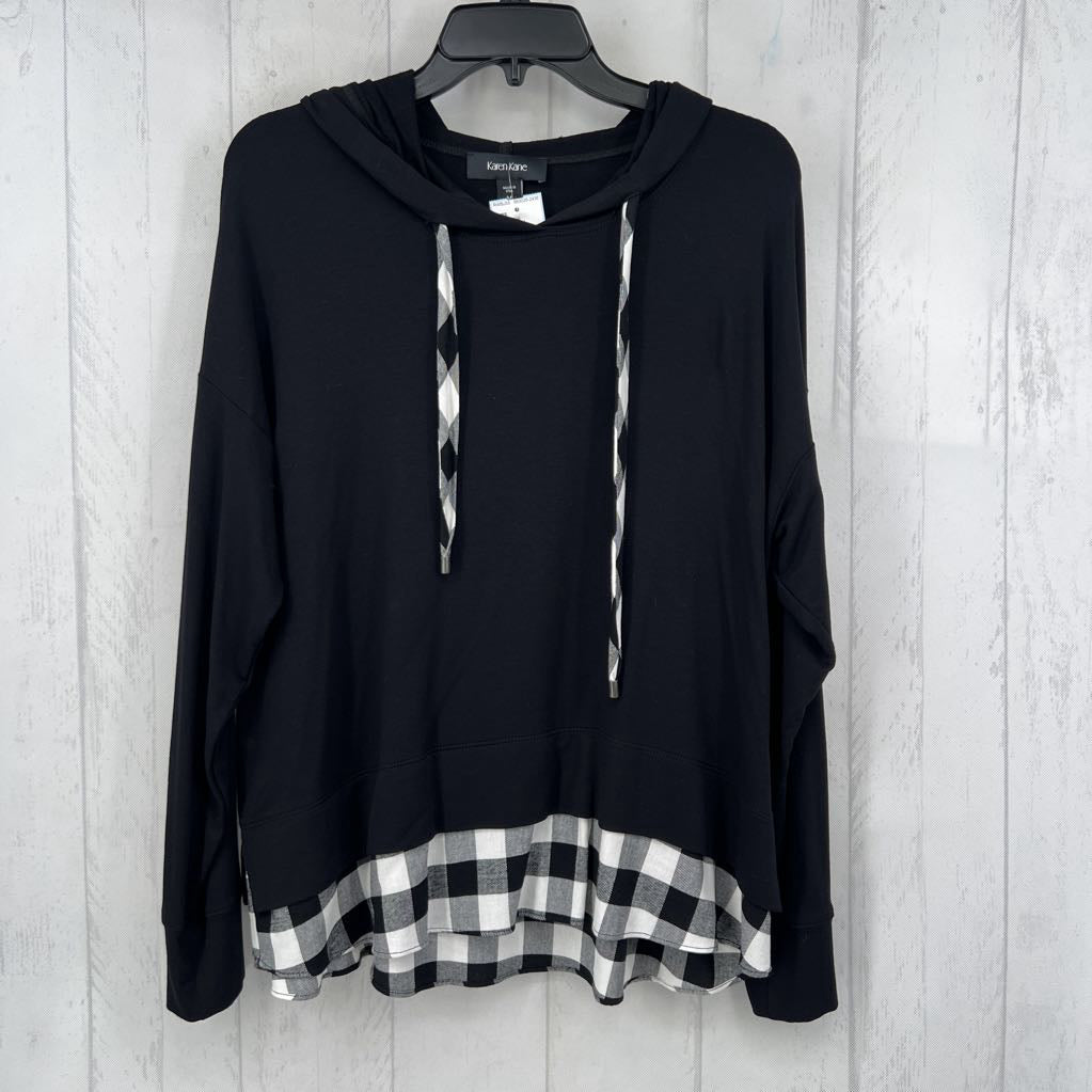M checkered accent hooded l/s pullover
