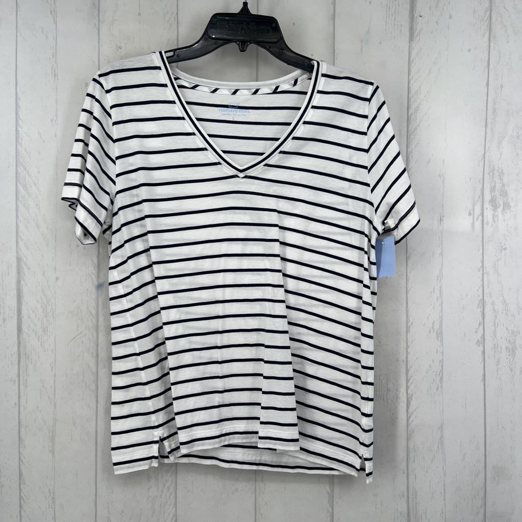 L v-neck striped s/s tee