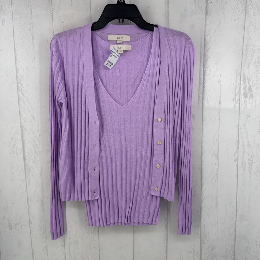 S/M 2pc l/s button cardigan w/ cami