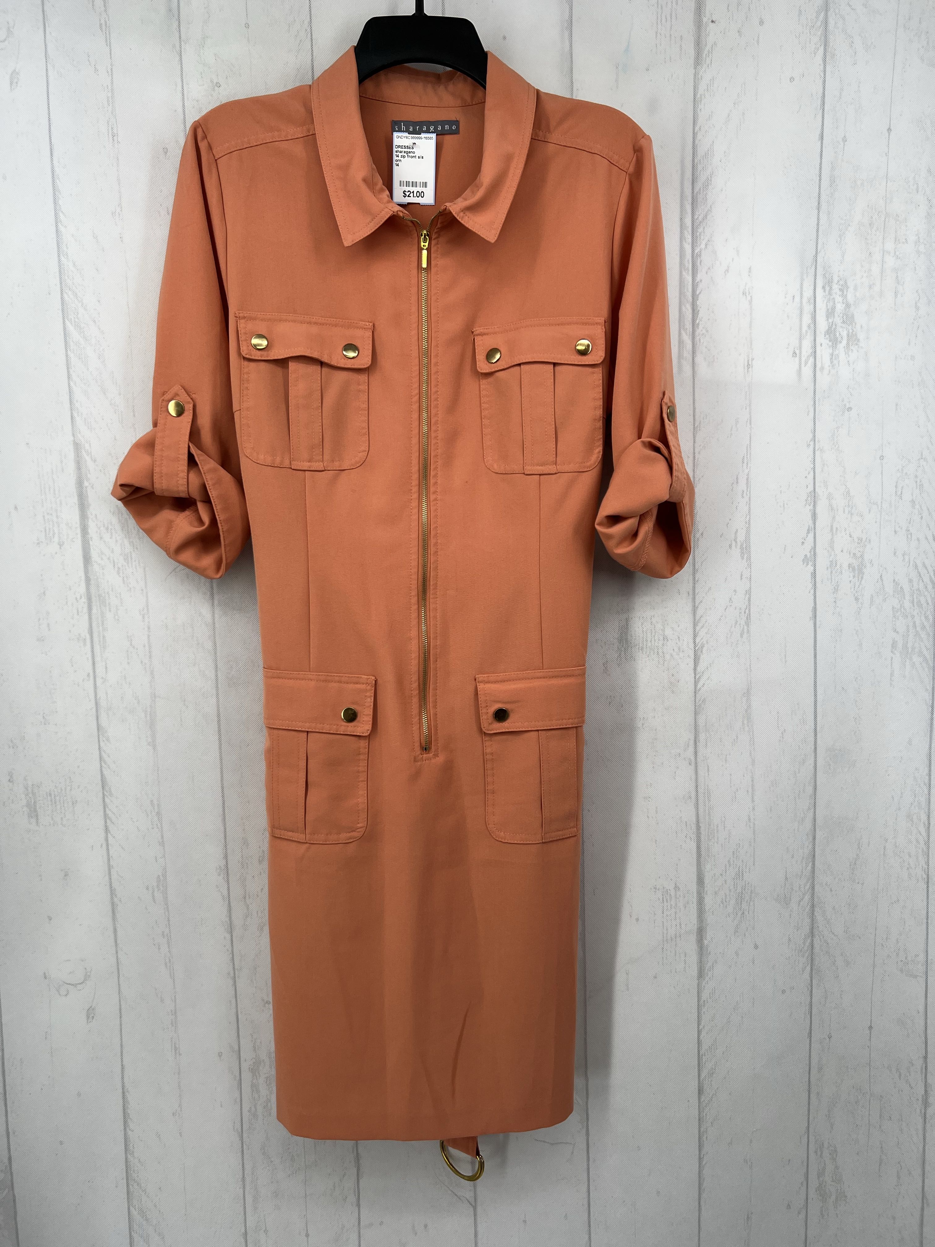 14 zip front s/s utility dress