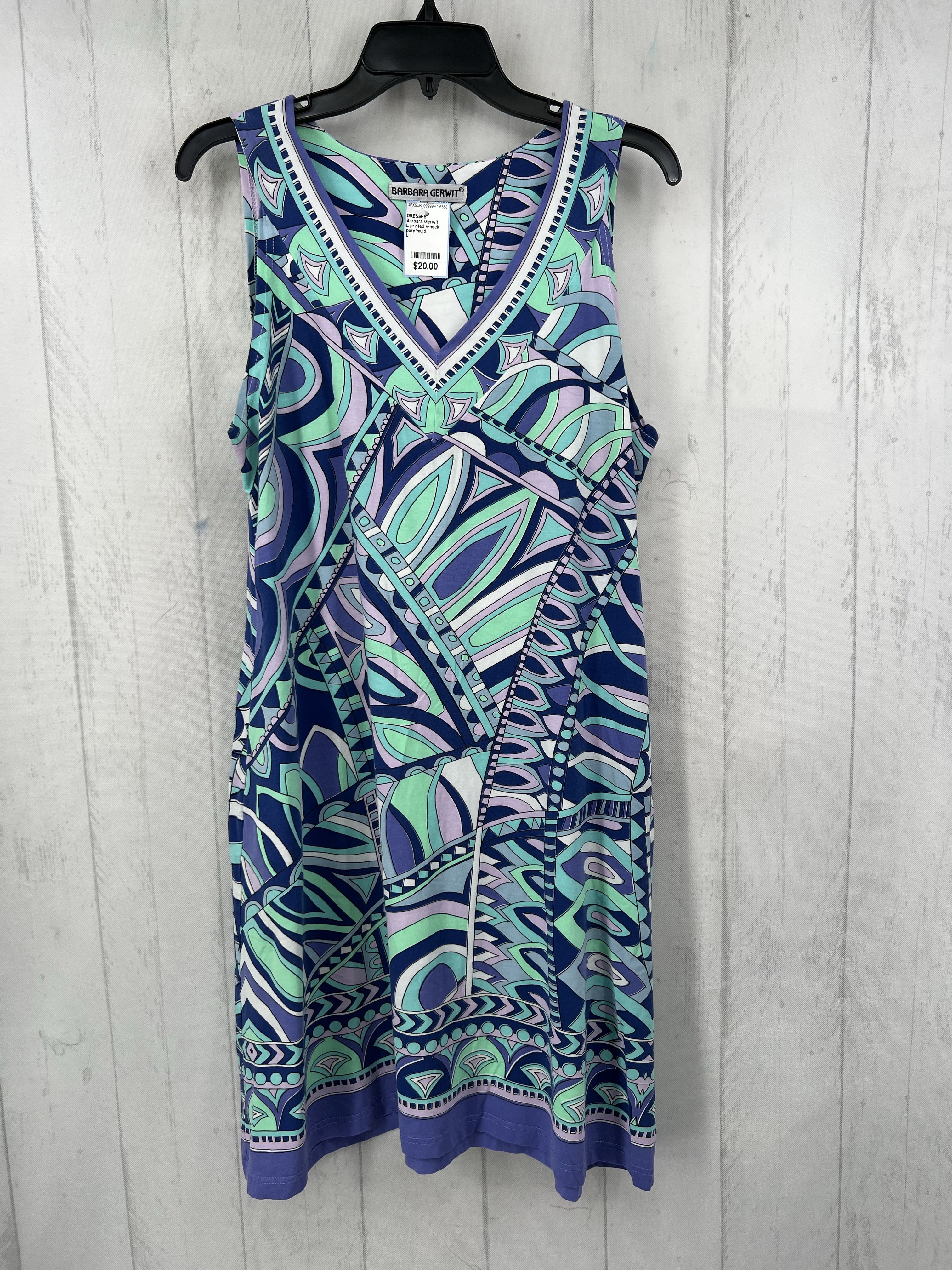 L printed v-neck slvls dress