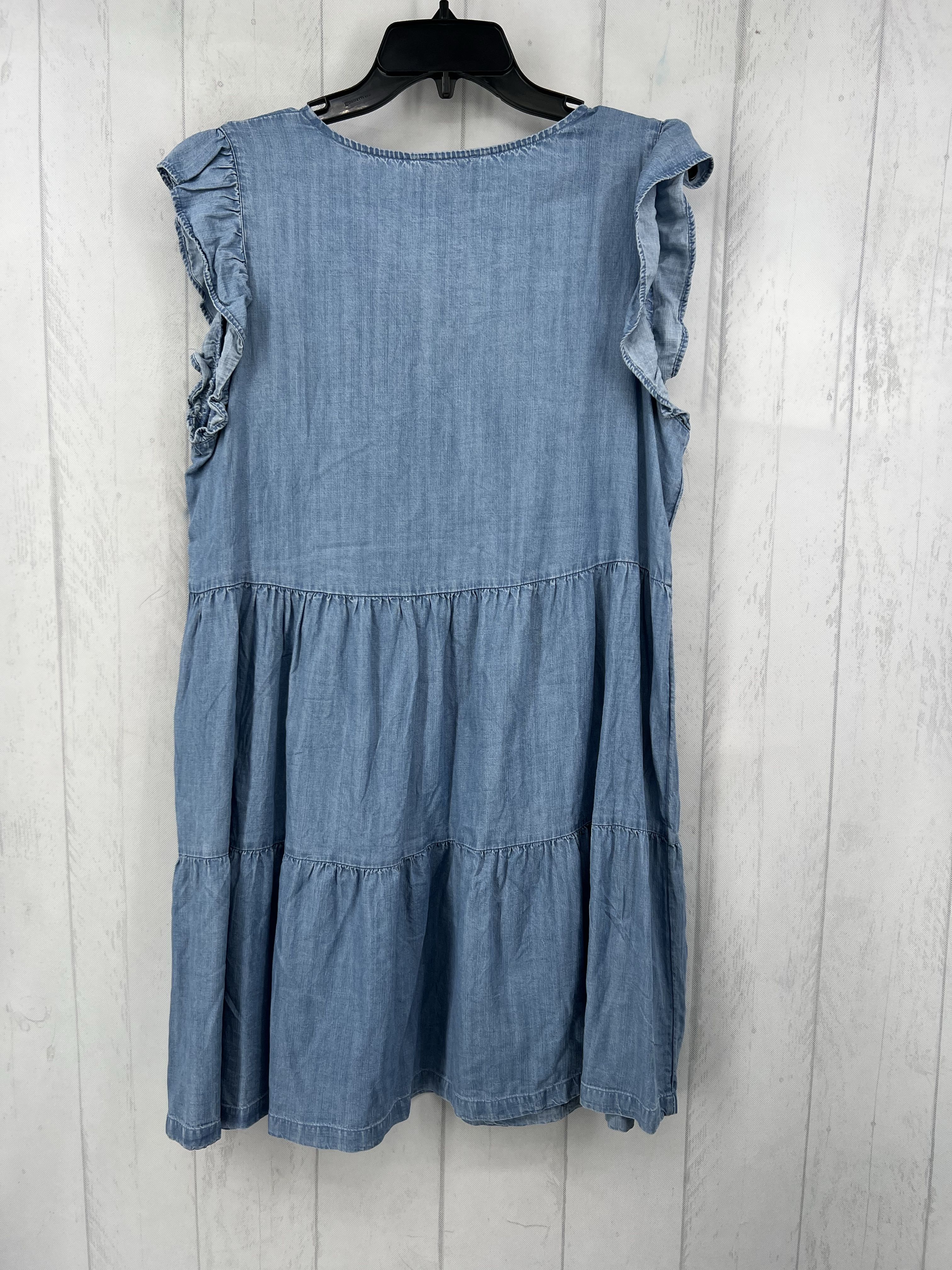 L chambray ruffled slv tiered dress