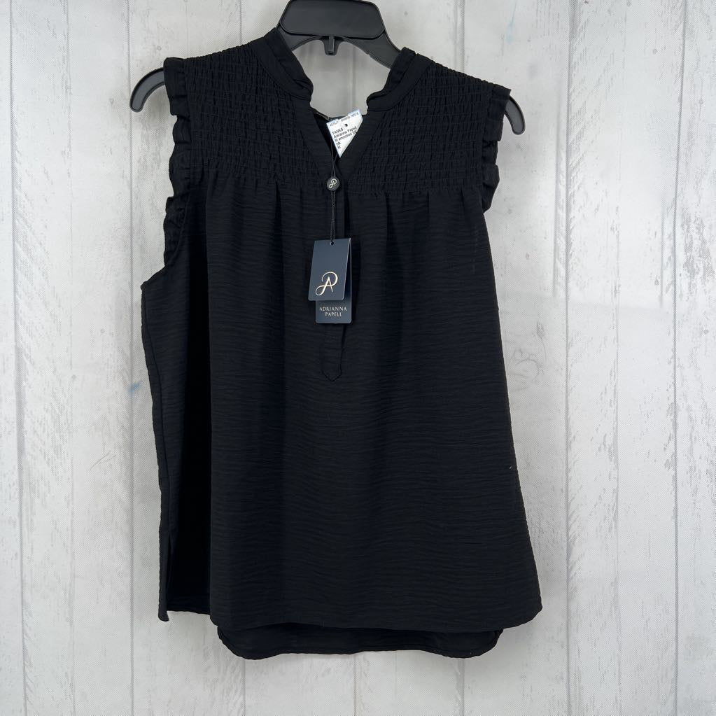 M smocked 1/3 button down tank