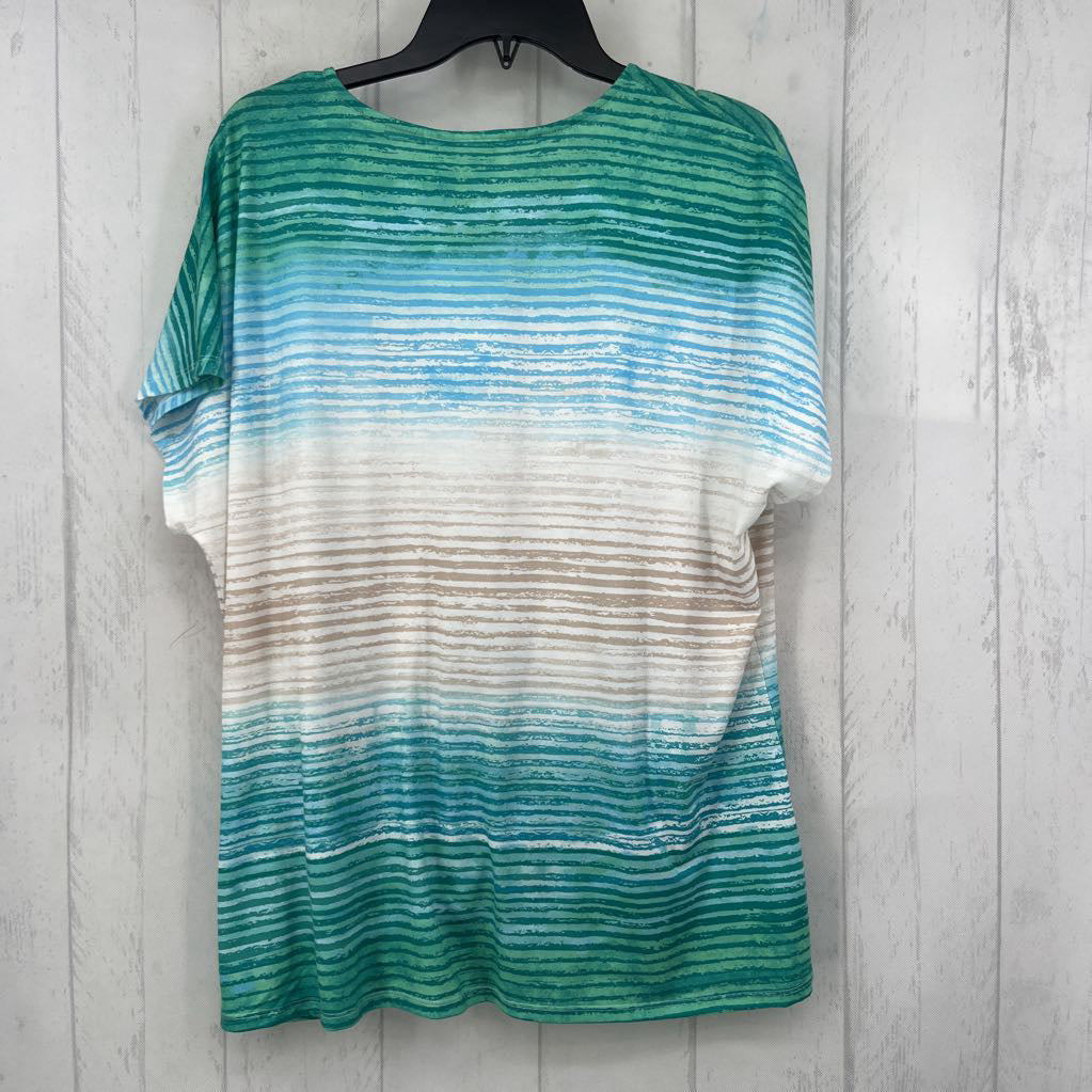 XL striped gathered hem s/s tee