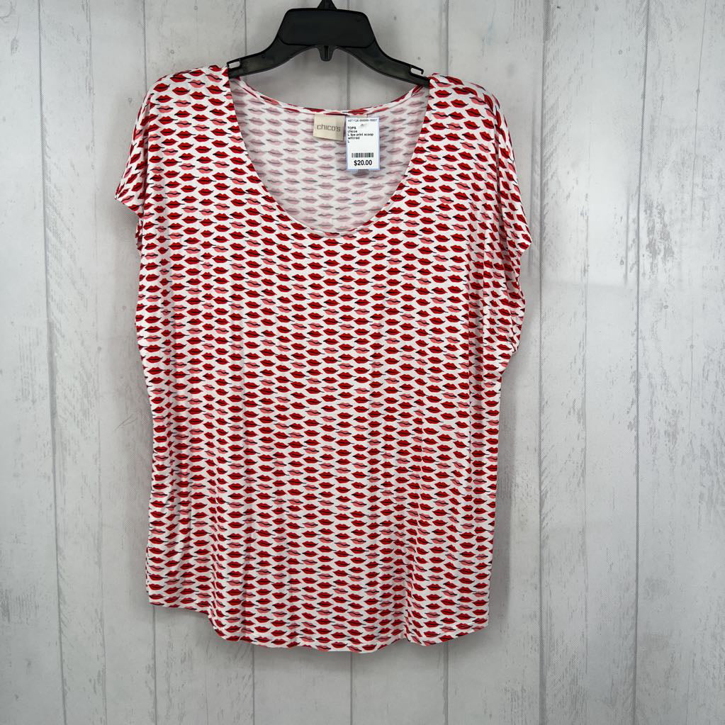 L lips print scoop neck s/s tee