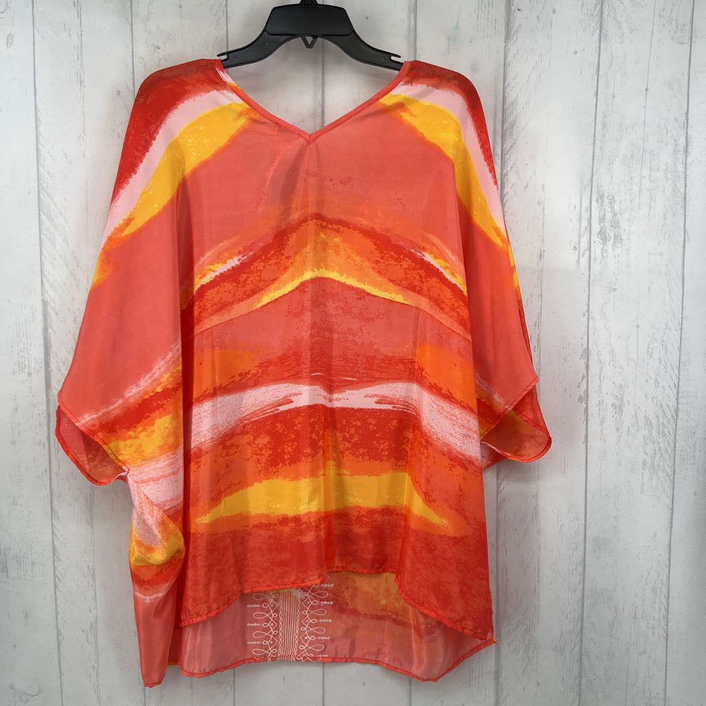 L/XL colorful embroidered v-neck poncho