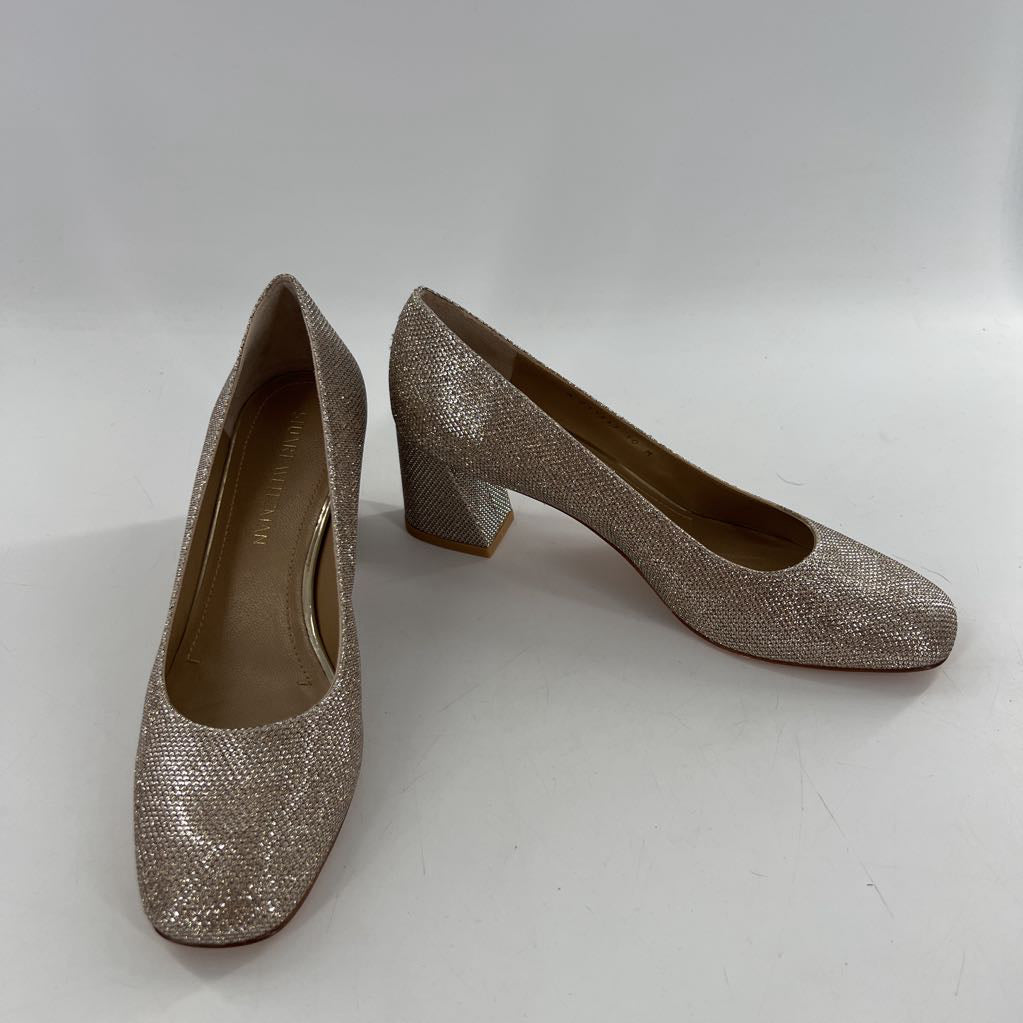 10 block heel glitter pumps