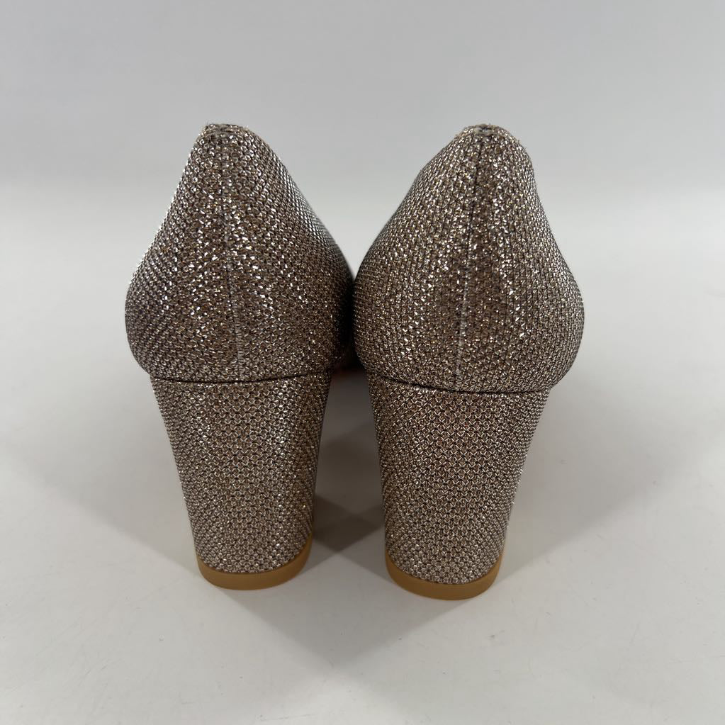 10 block heel glitter pumps