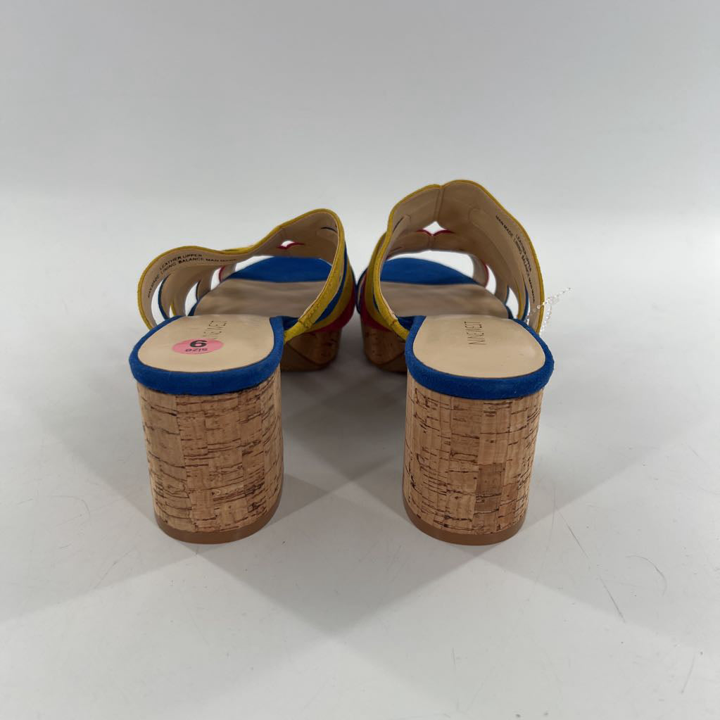 9 strap cork platform heel sandals