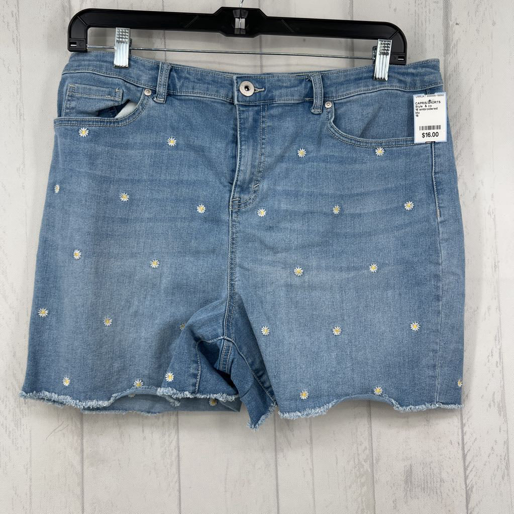 16 embroidered daisy jean shorts