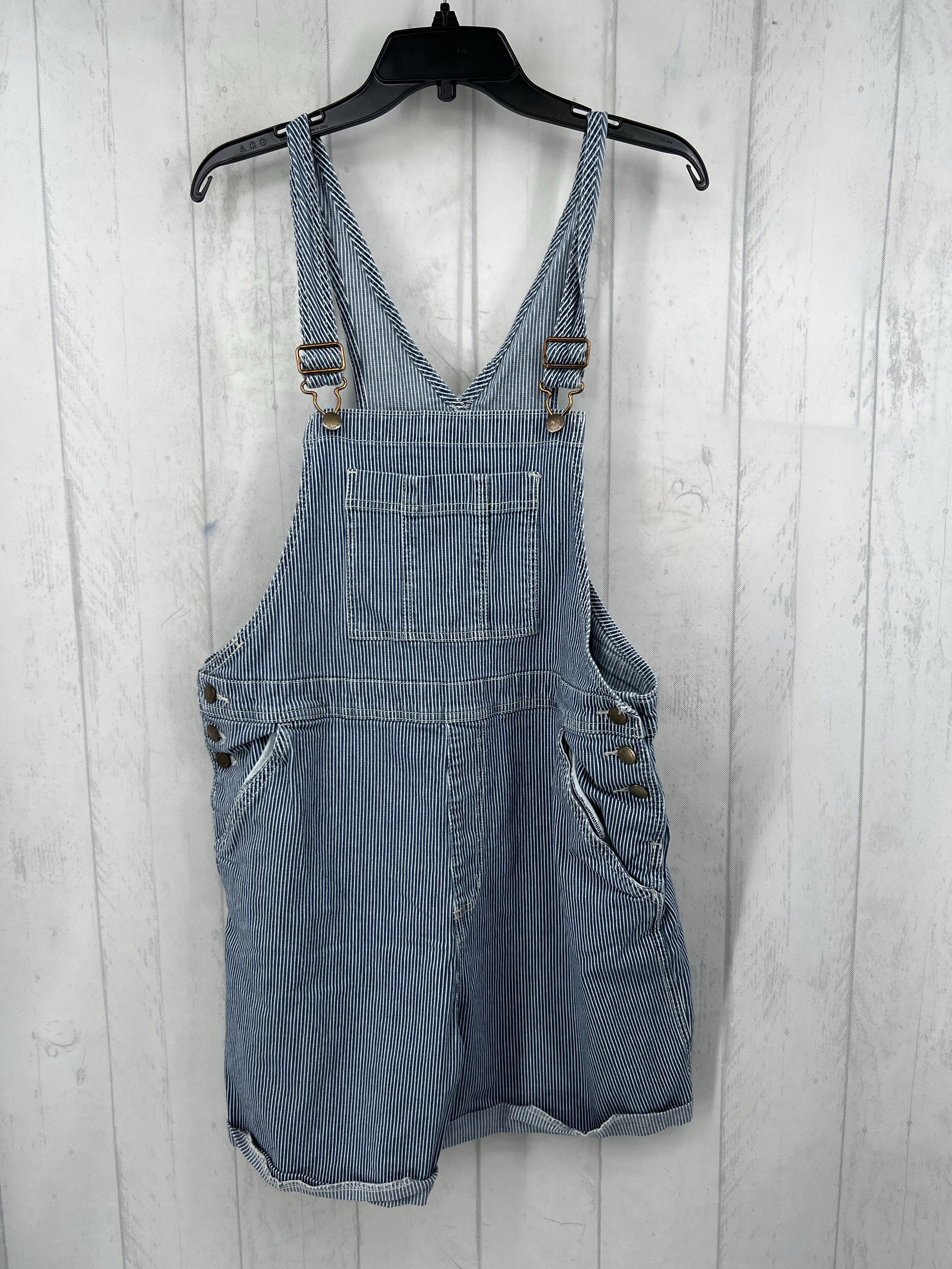 14 striped denim overall shorts