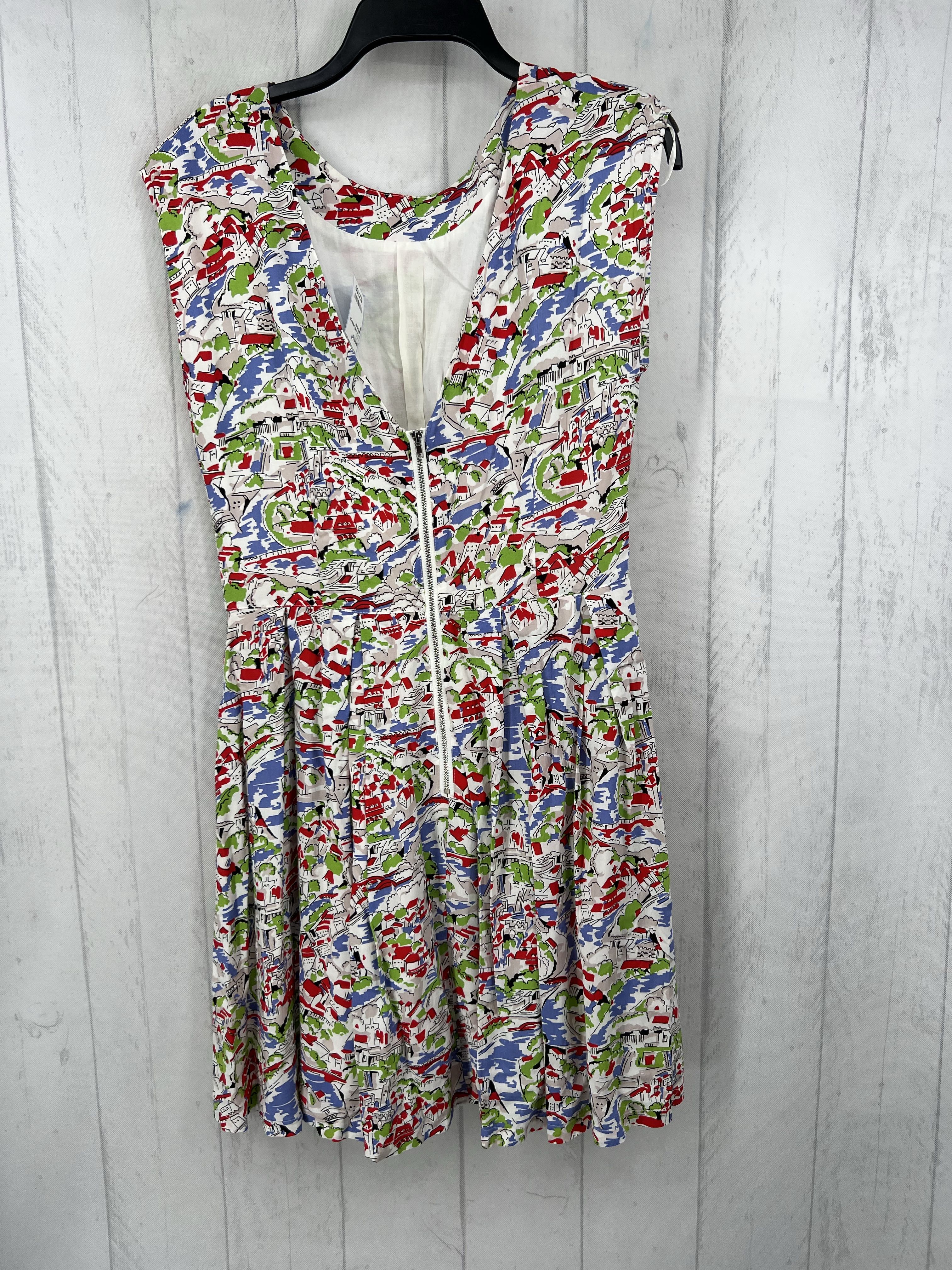 M printed back zip cap slv dress