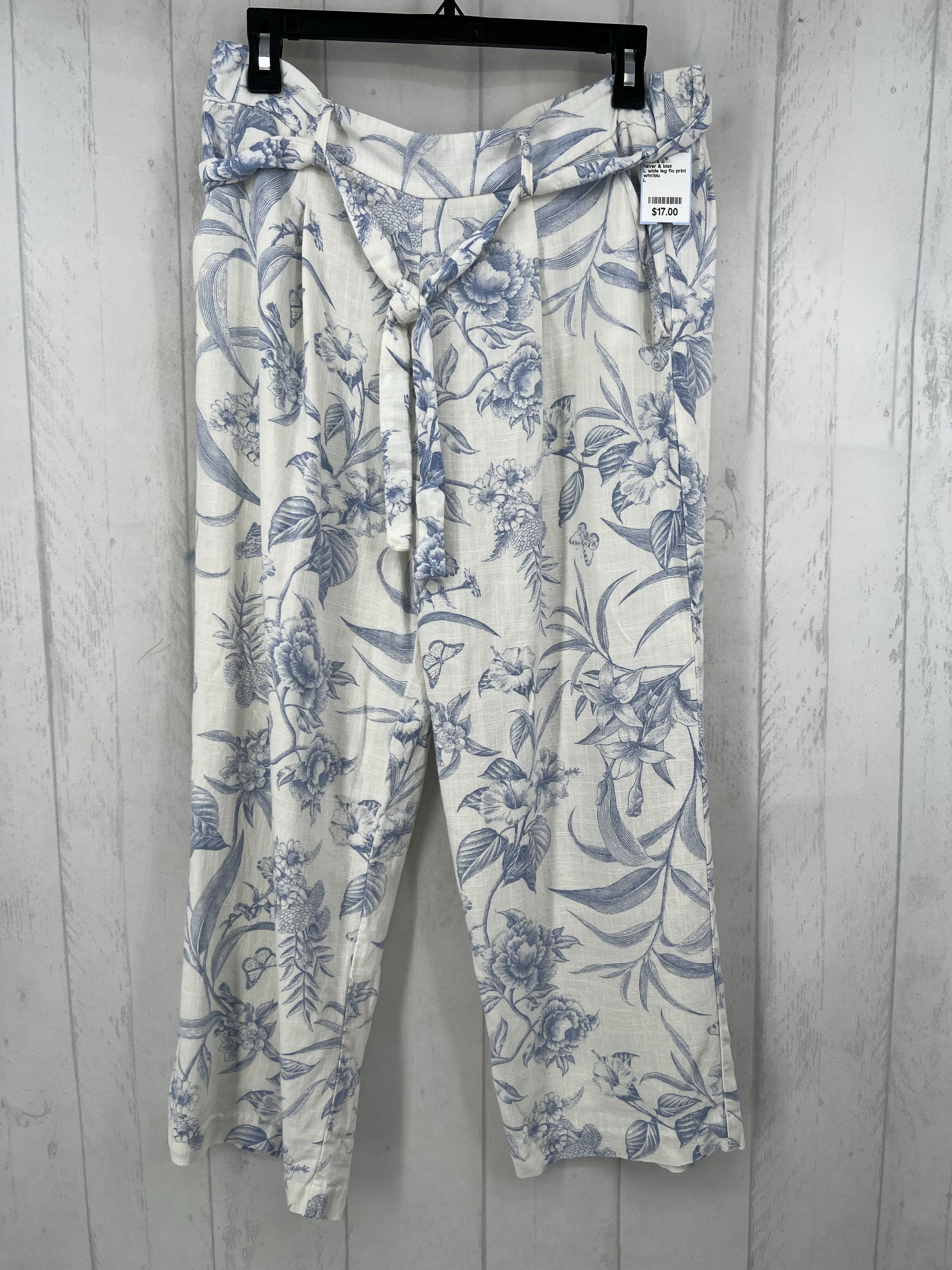 L wide leg flo print belted pant