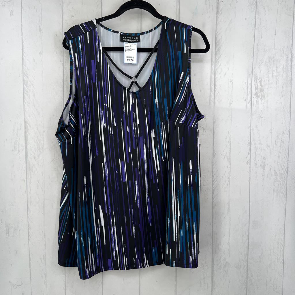 2X striped v-neck tunic tank