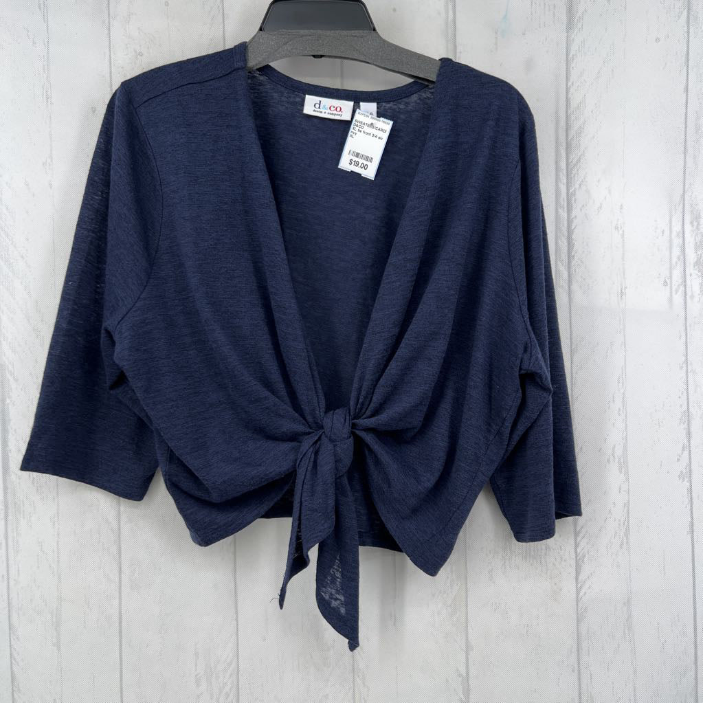 XL tie front 3/4 slv cardi