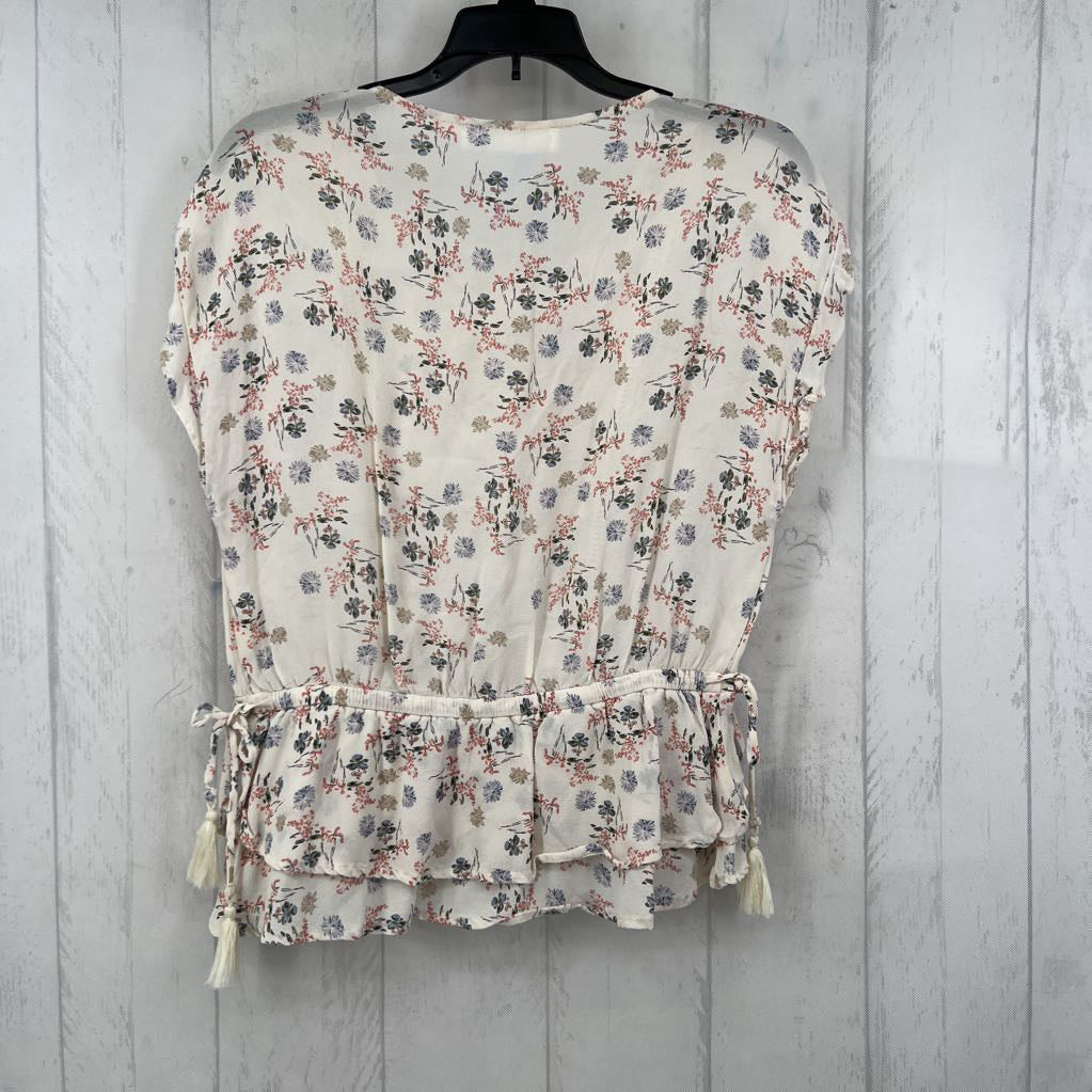 M flo print s/s peplum top