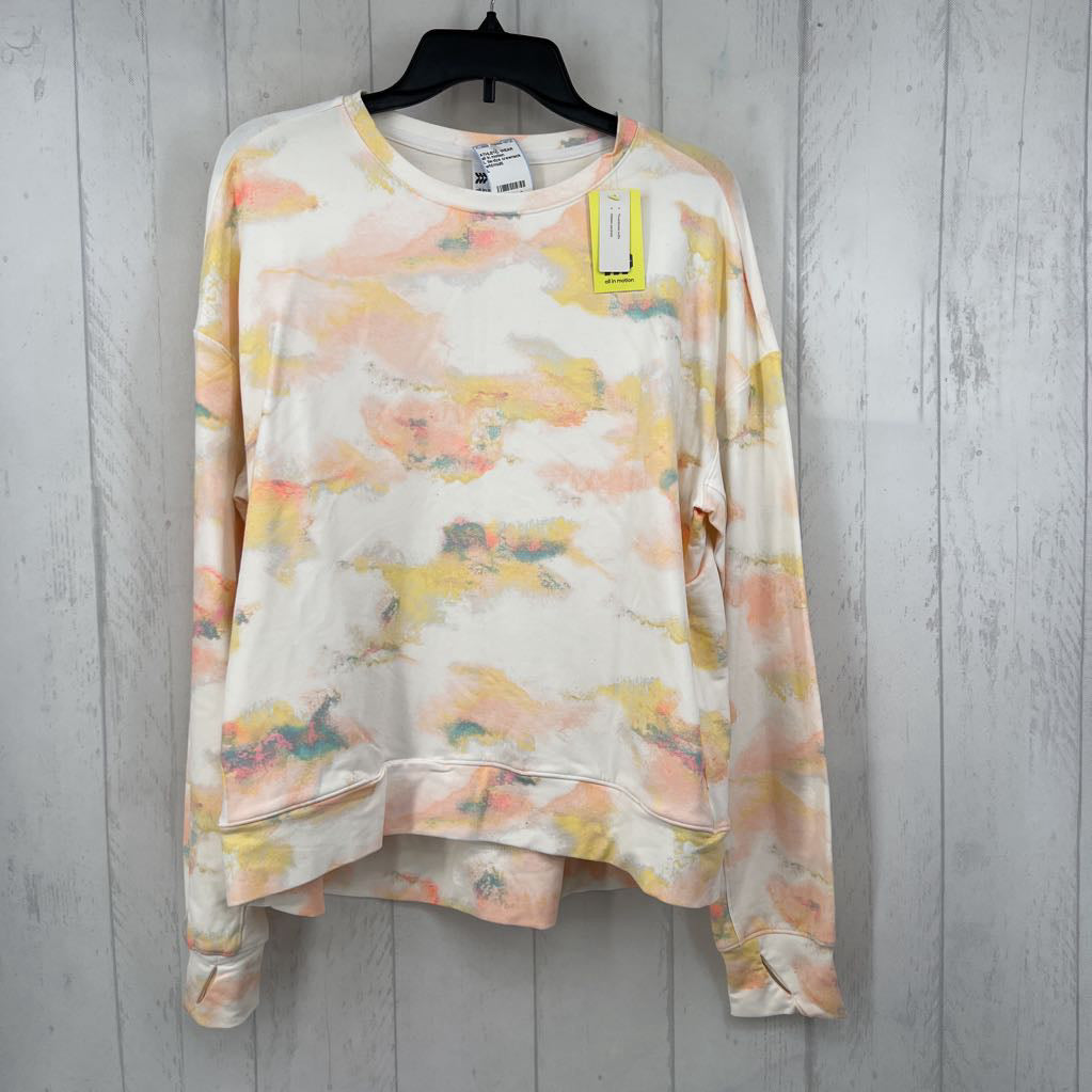 L tie-dye crewneck pullover