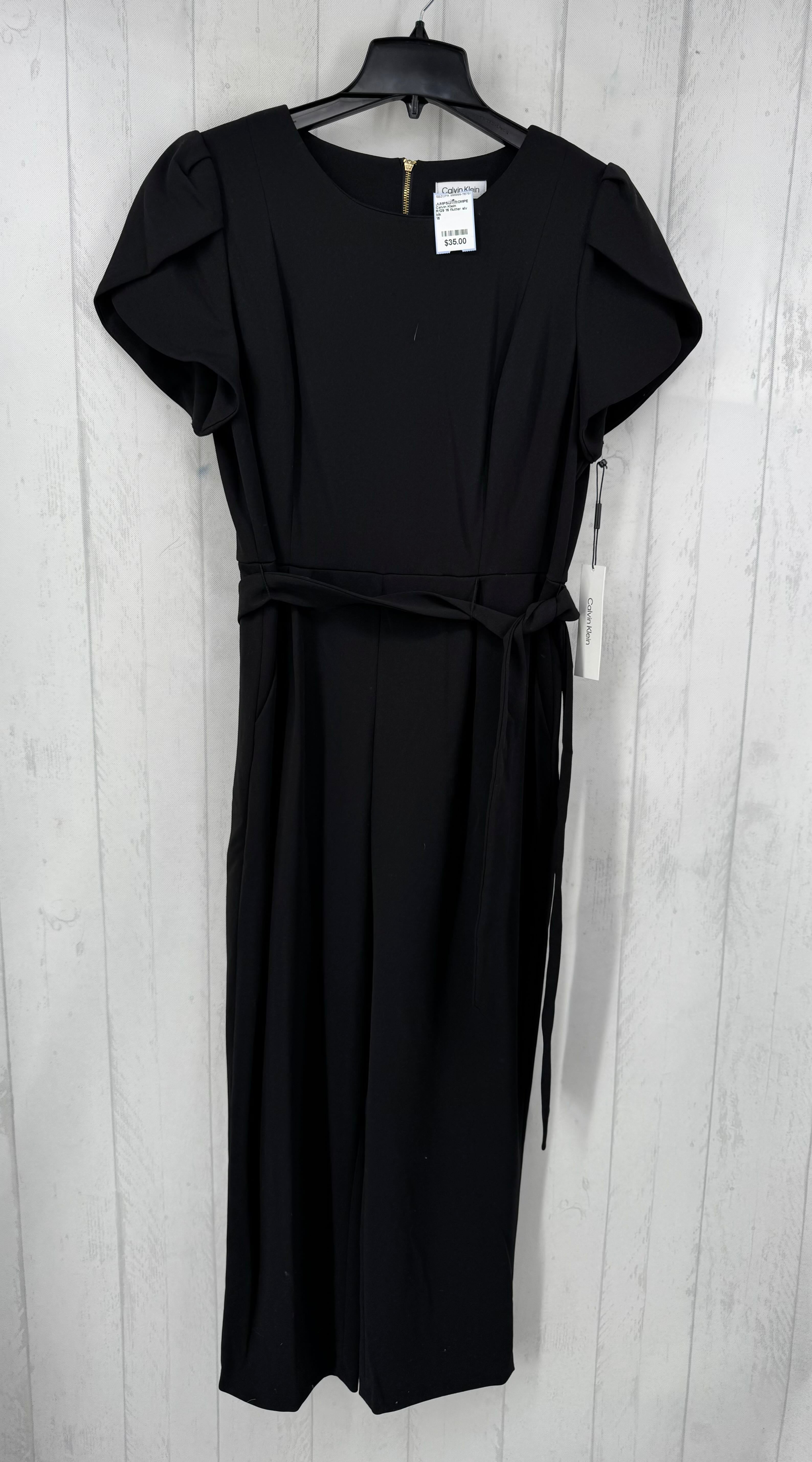 R129 16 flutter slv belted jumpsuit