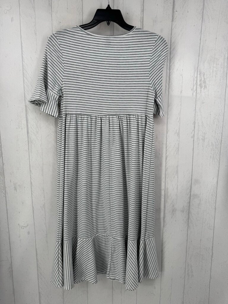 XL striped ruffled slv s/s dress