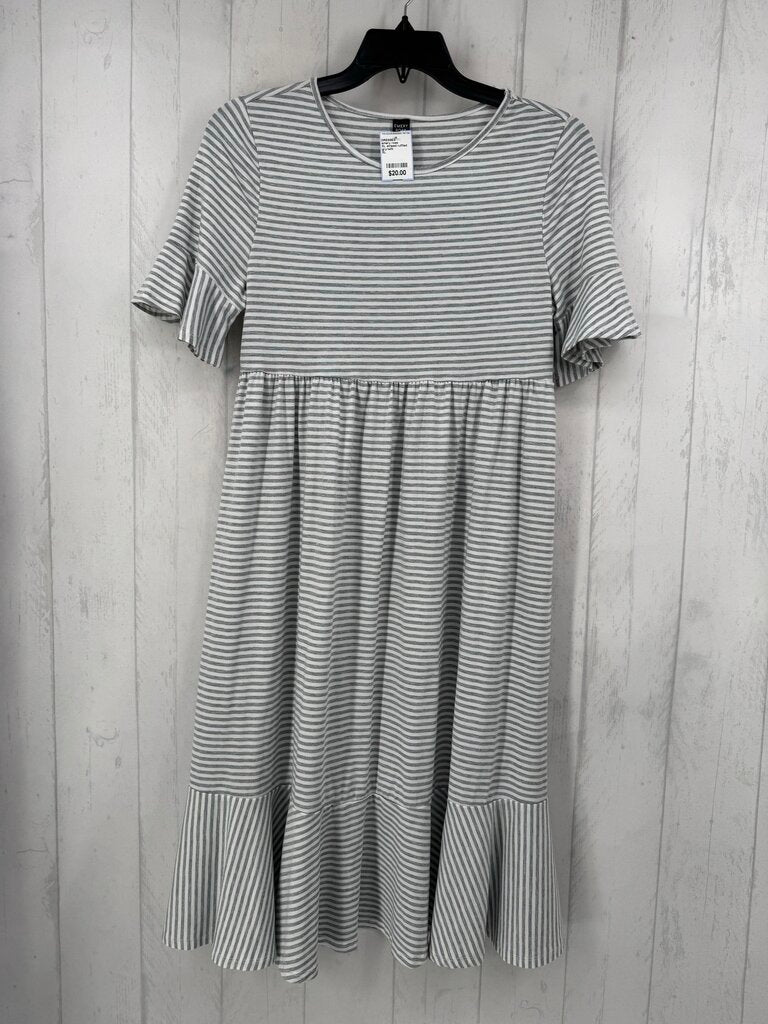 XL striped ruffled slv s/s dress