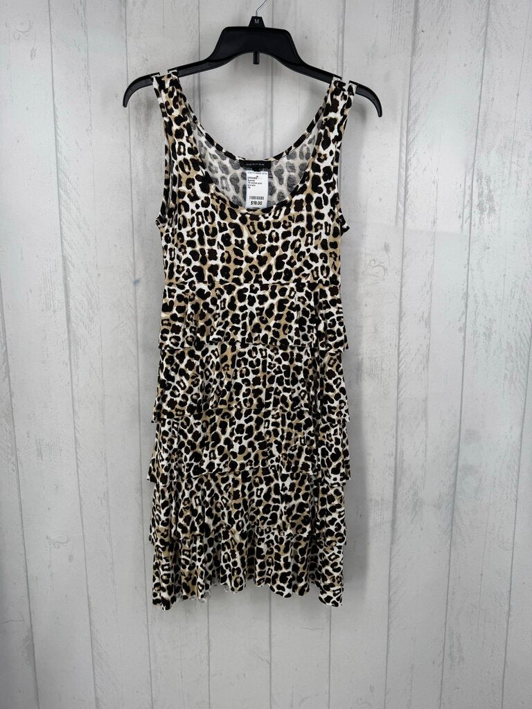 XS animal print slvls tiered dress