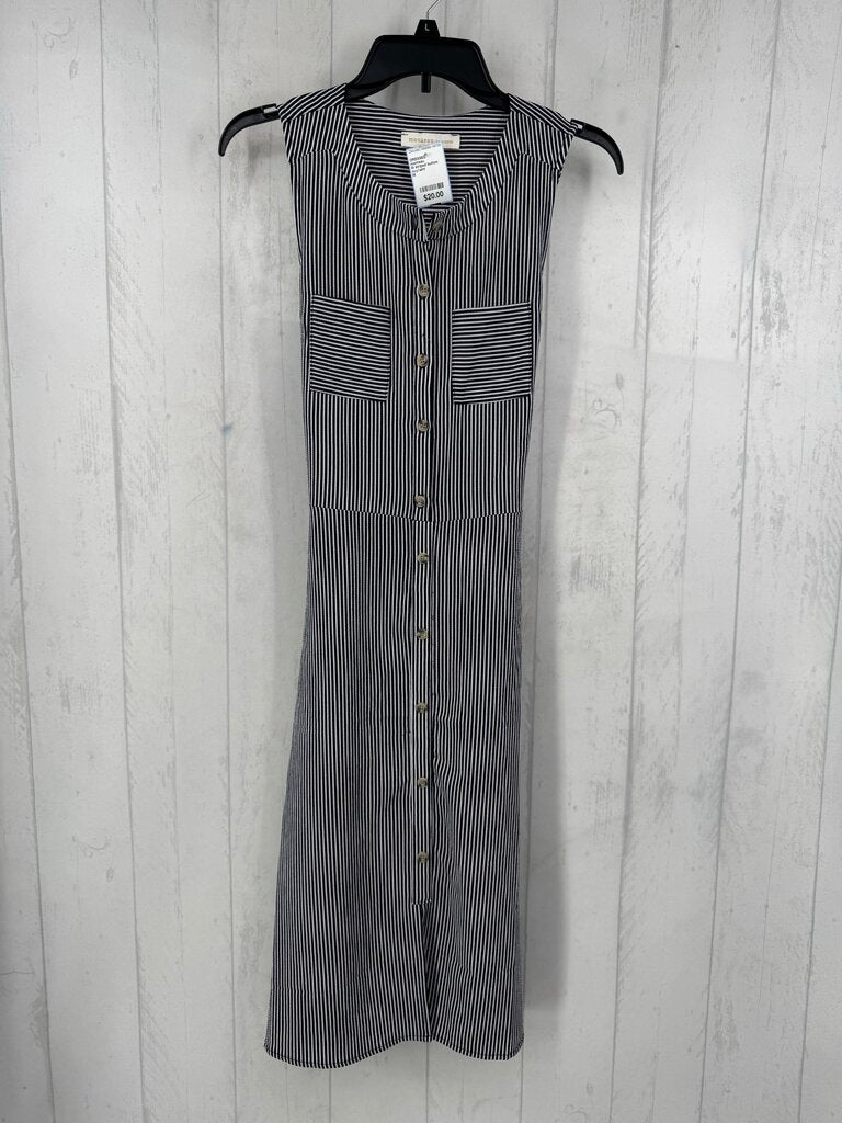 M striped button down slvls dress