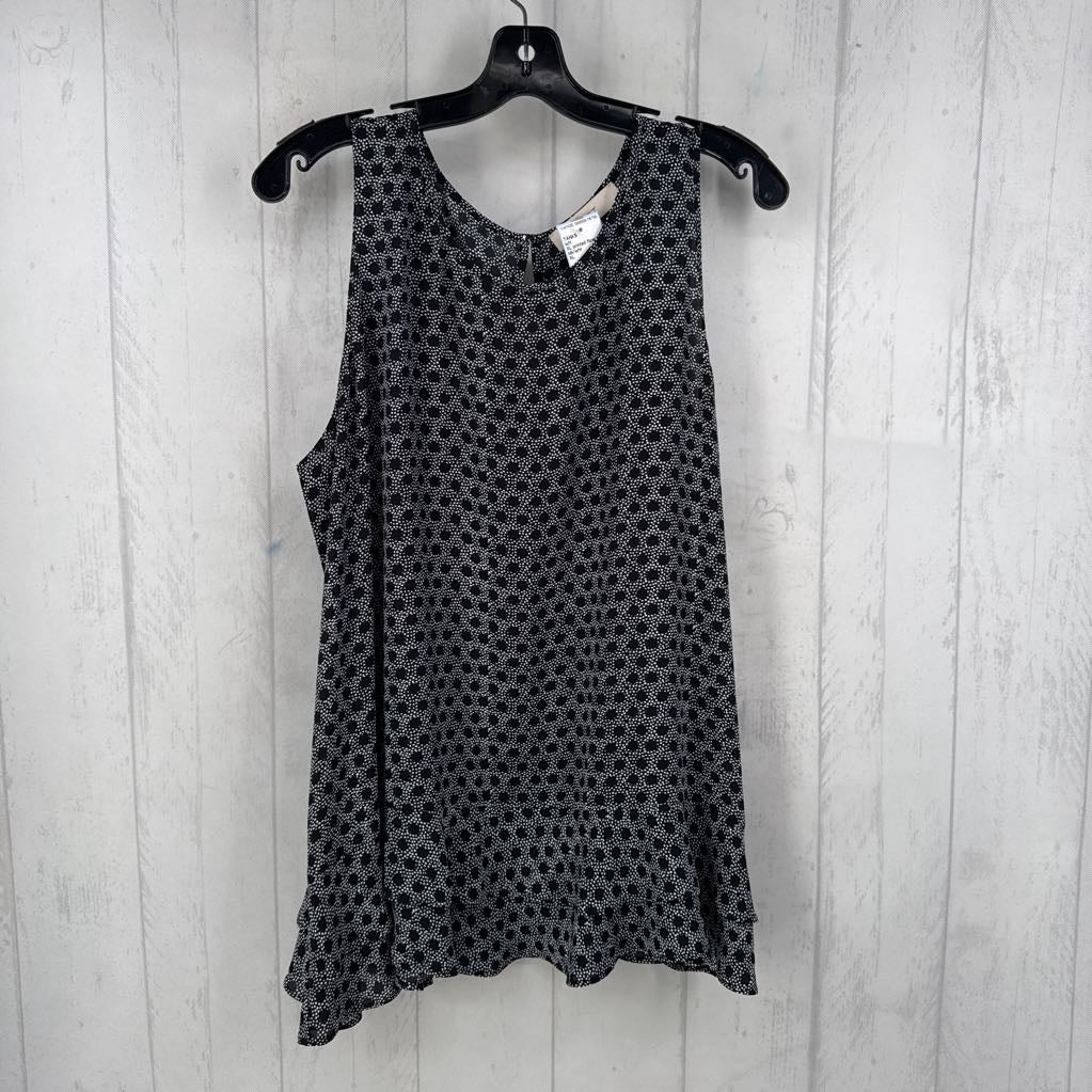 XL printed flowy ruffle bottom tank