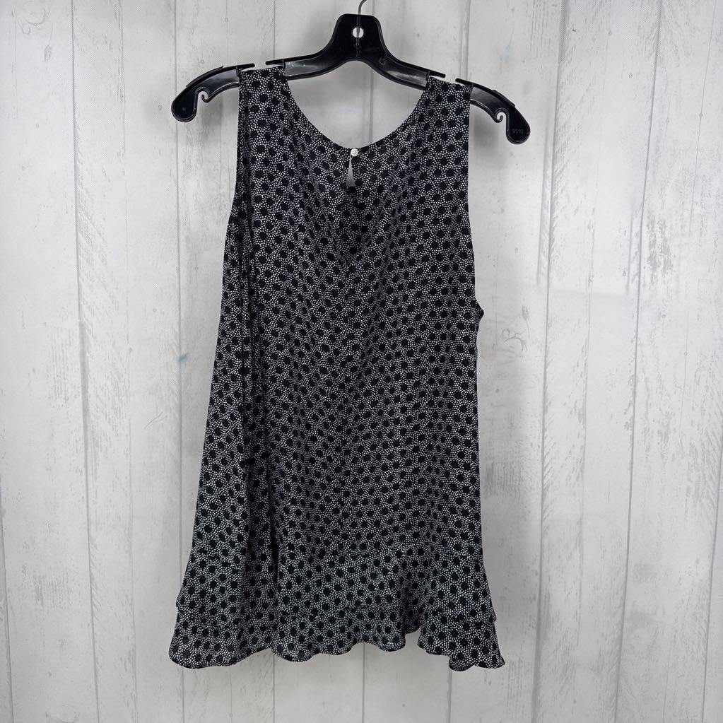 XL printed flowy ruffle bottom tank