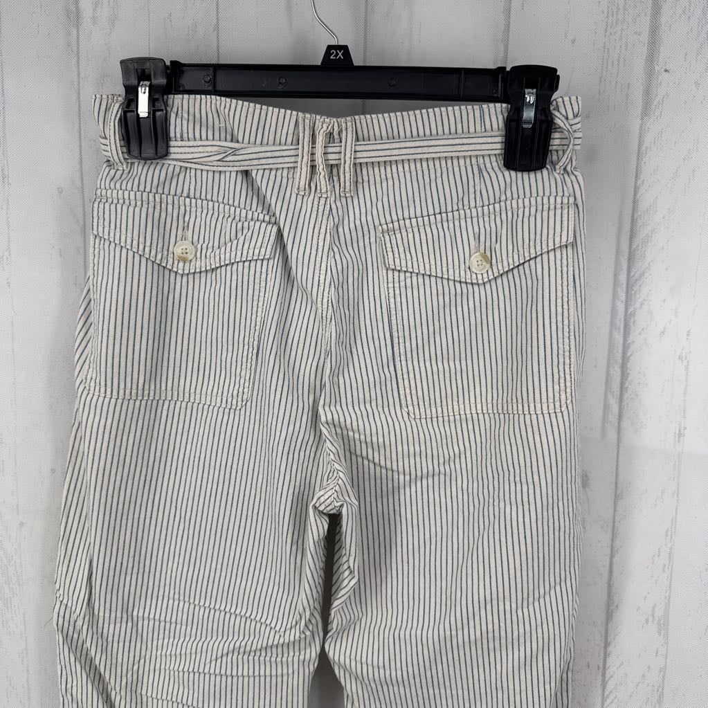 8 striped belted twill pant