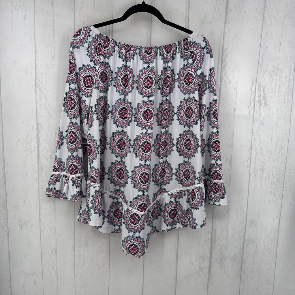 1X medallion print 3/4 slv top