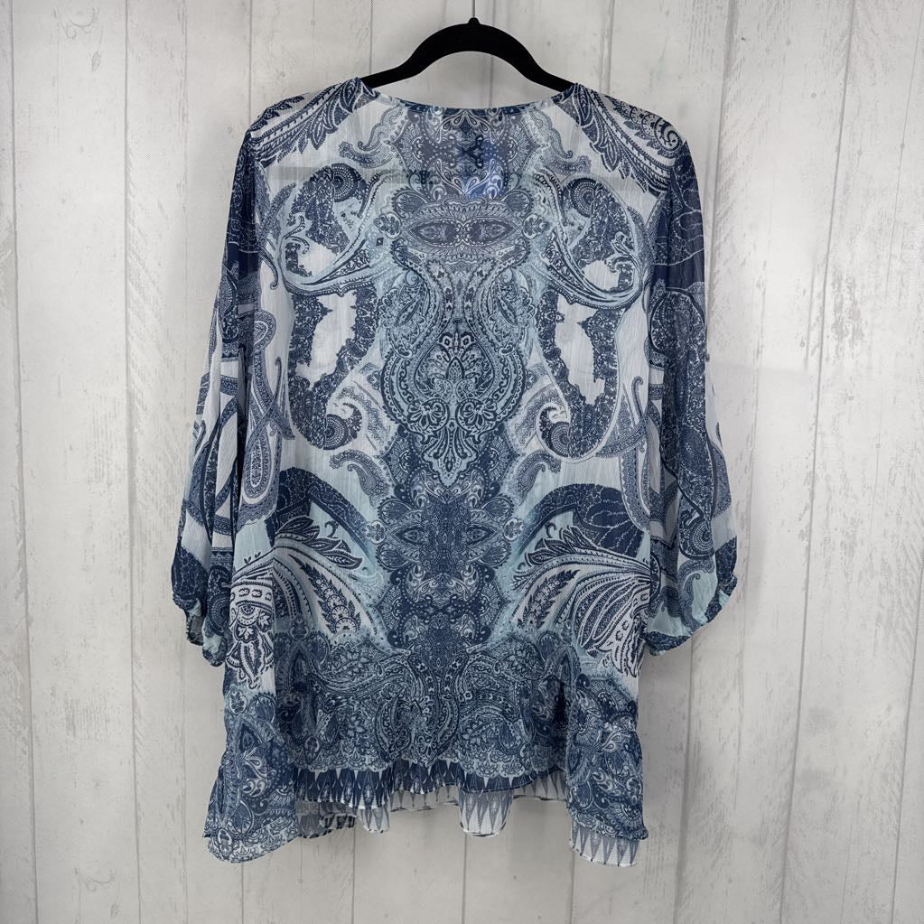 XXL paisley print tie front 3/4 slv top