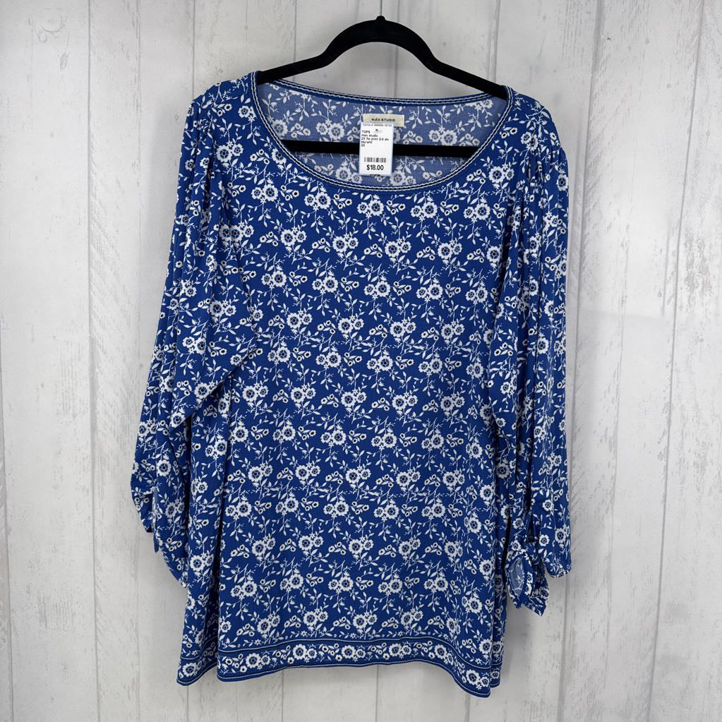2X flo print 3/4 slv top