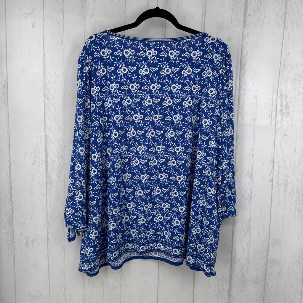 2X flo print 3/4 slv top