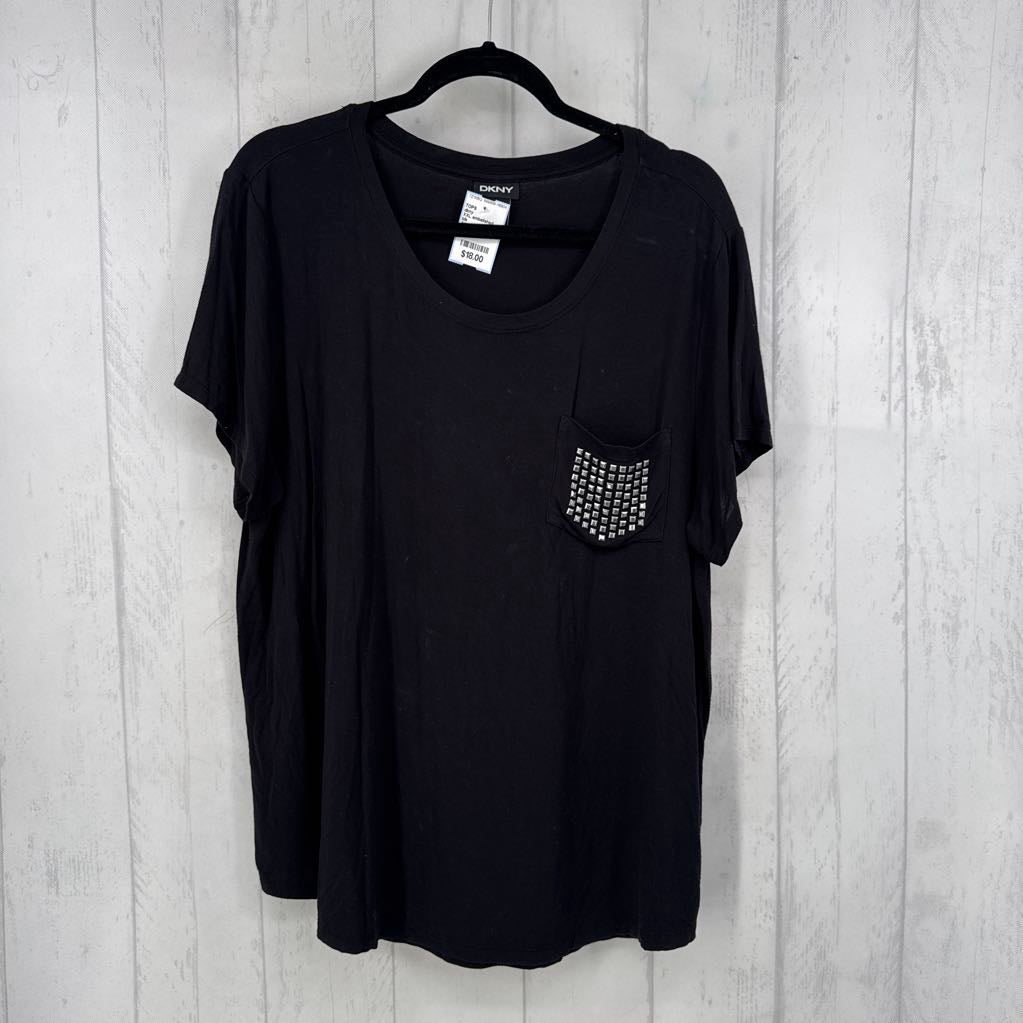 XXL embelished pocket s/s top