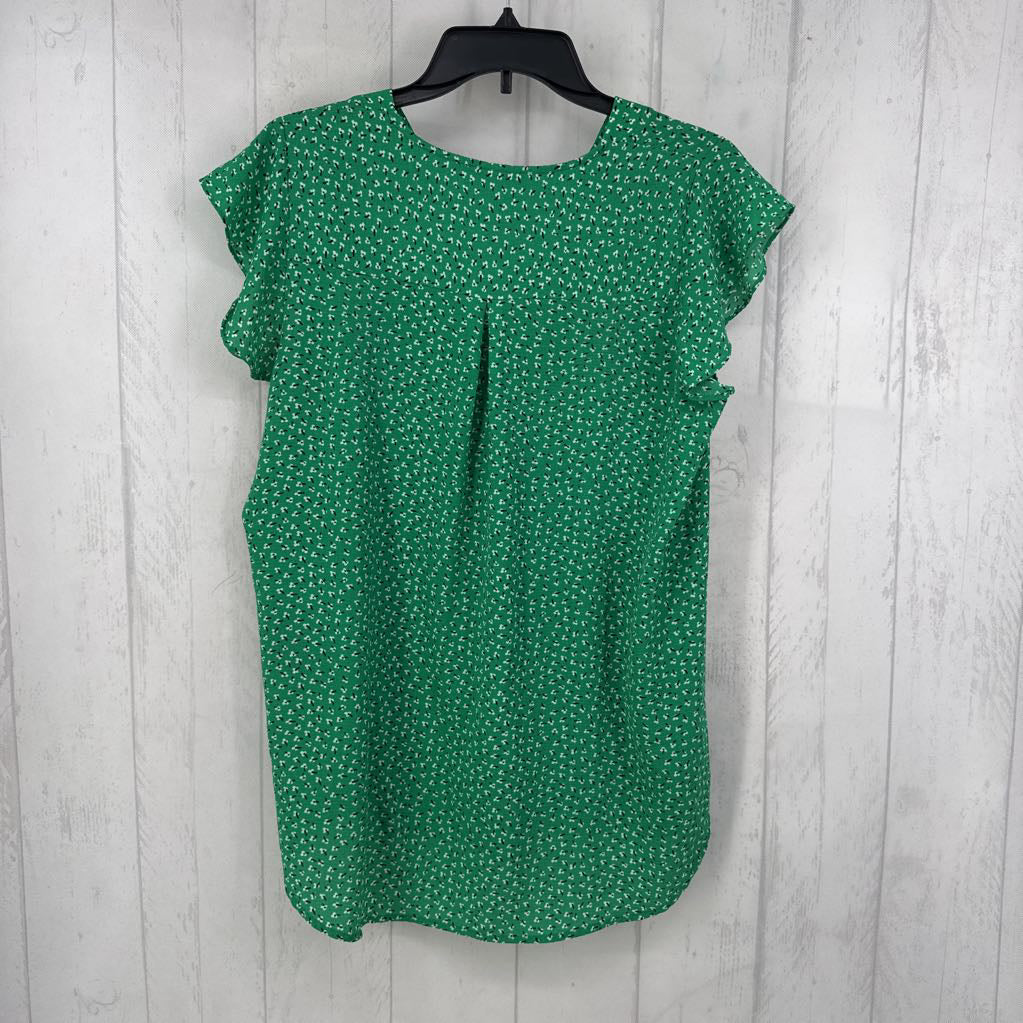 L flo print v-neck flutter slv top