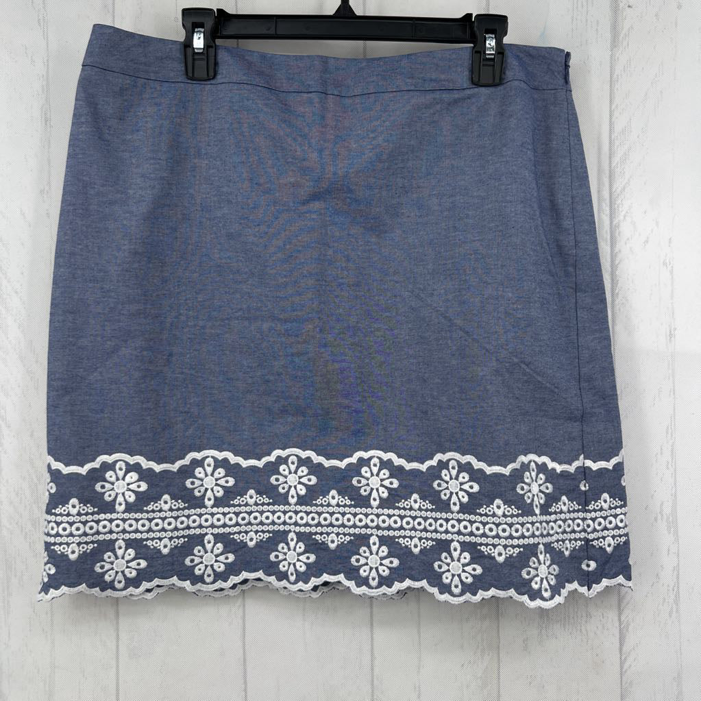 14 eyelet trim chambray skirt