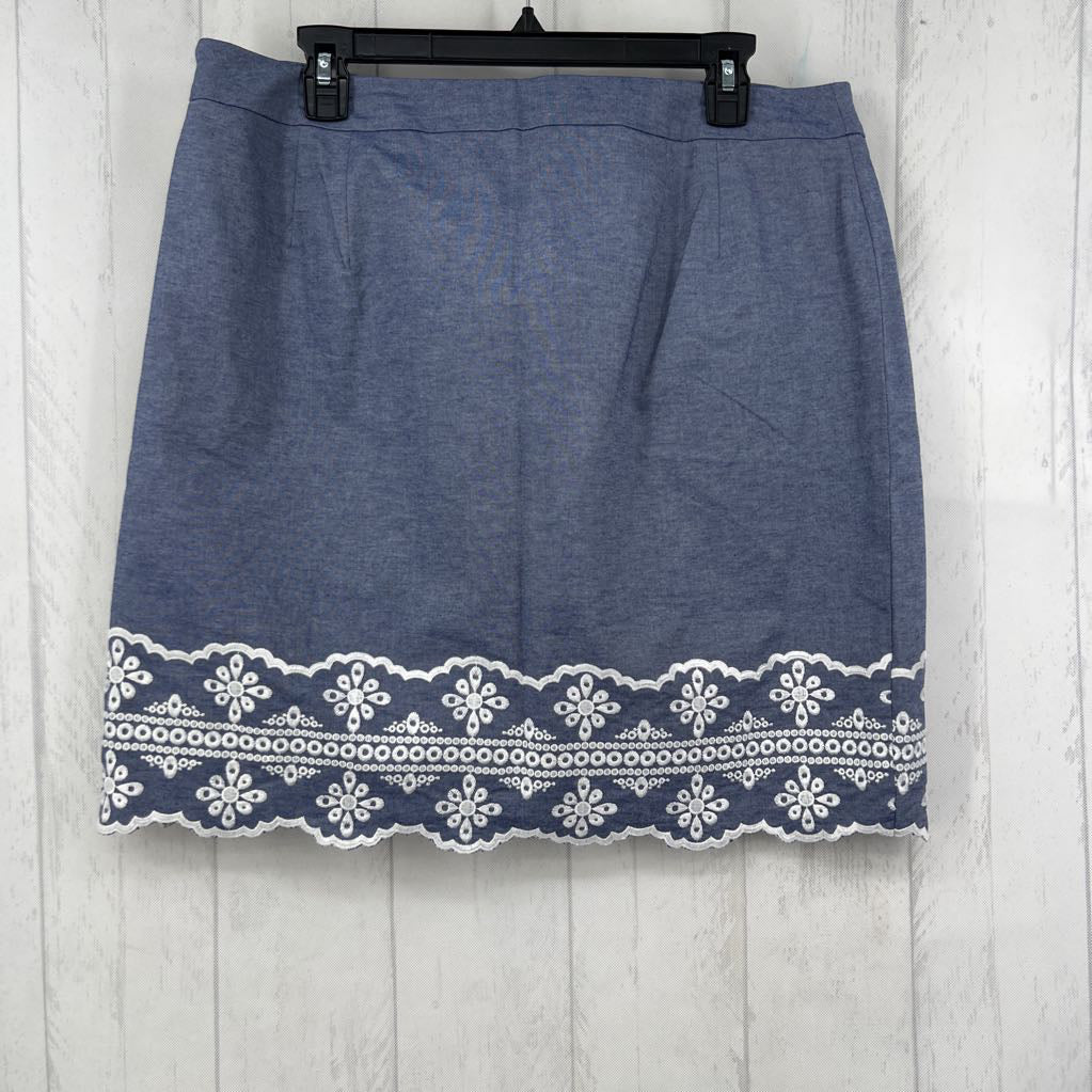 14 eyelet trim chambray skirt
