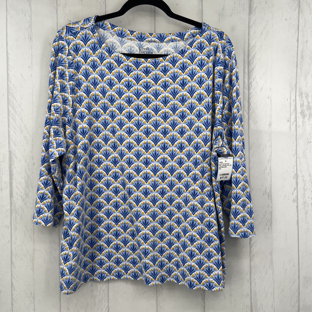 XXL printed 3/4 slv top